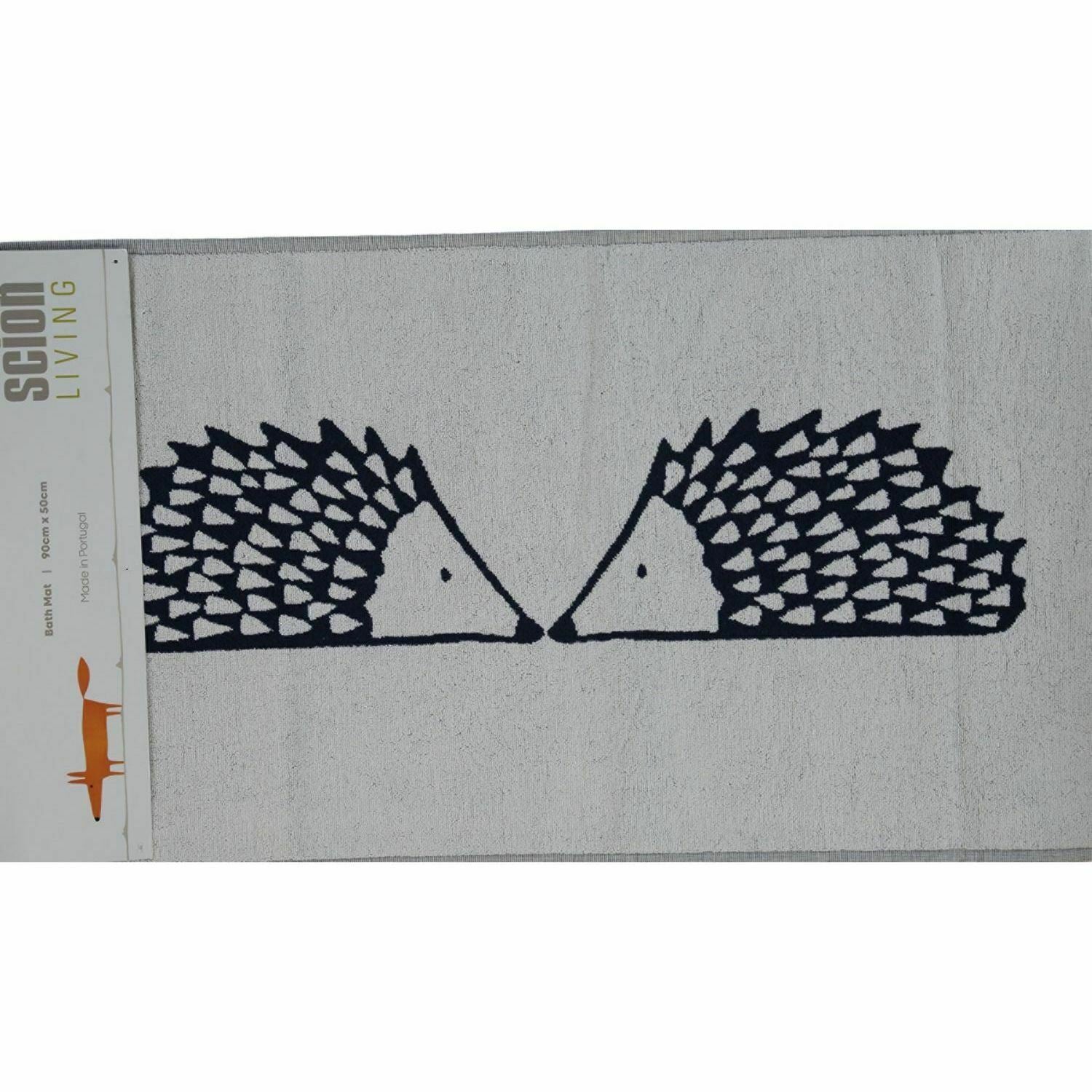 SCION LIVING Hedgehog Reversible Bath Mat - Navy Blue & White 90cm x 50cm