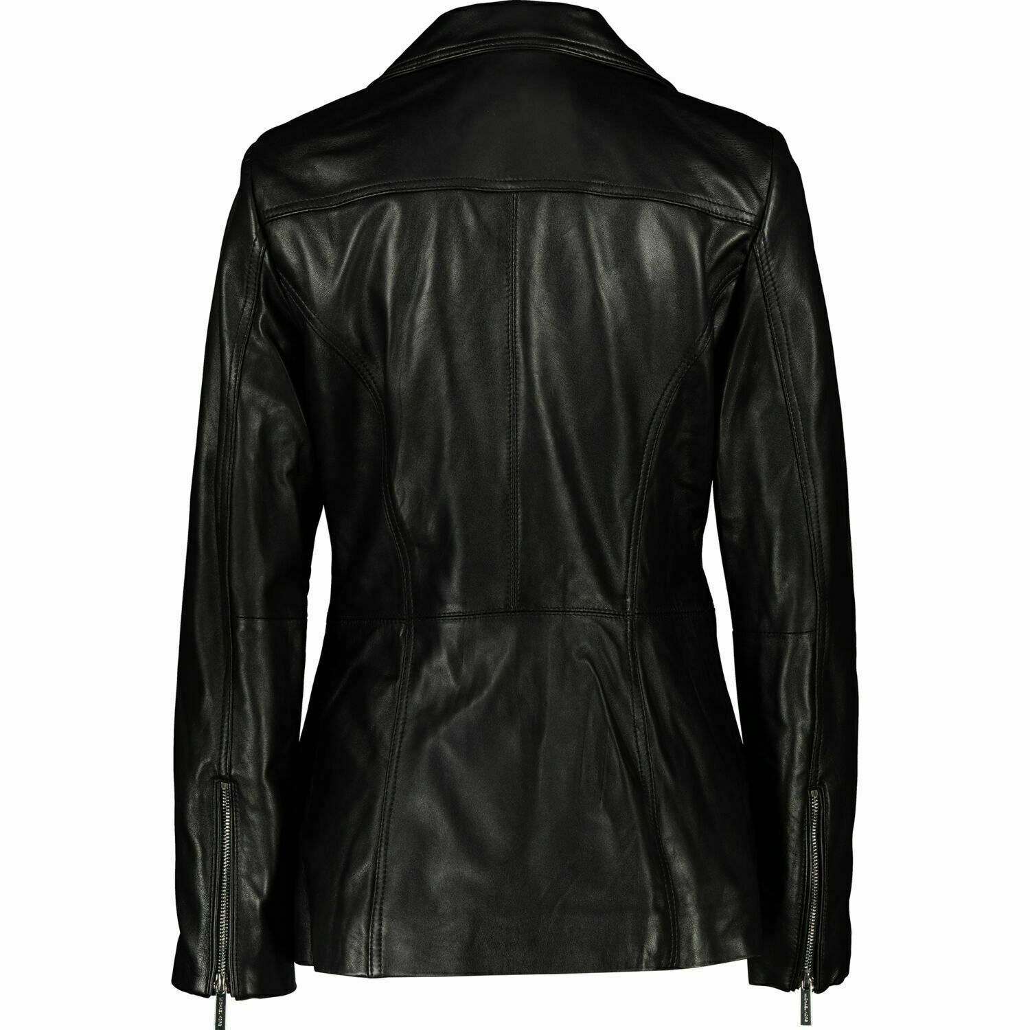 MICHAEL KORS Women's Black Leather Zip Jacket, size SMALL