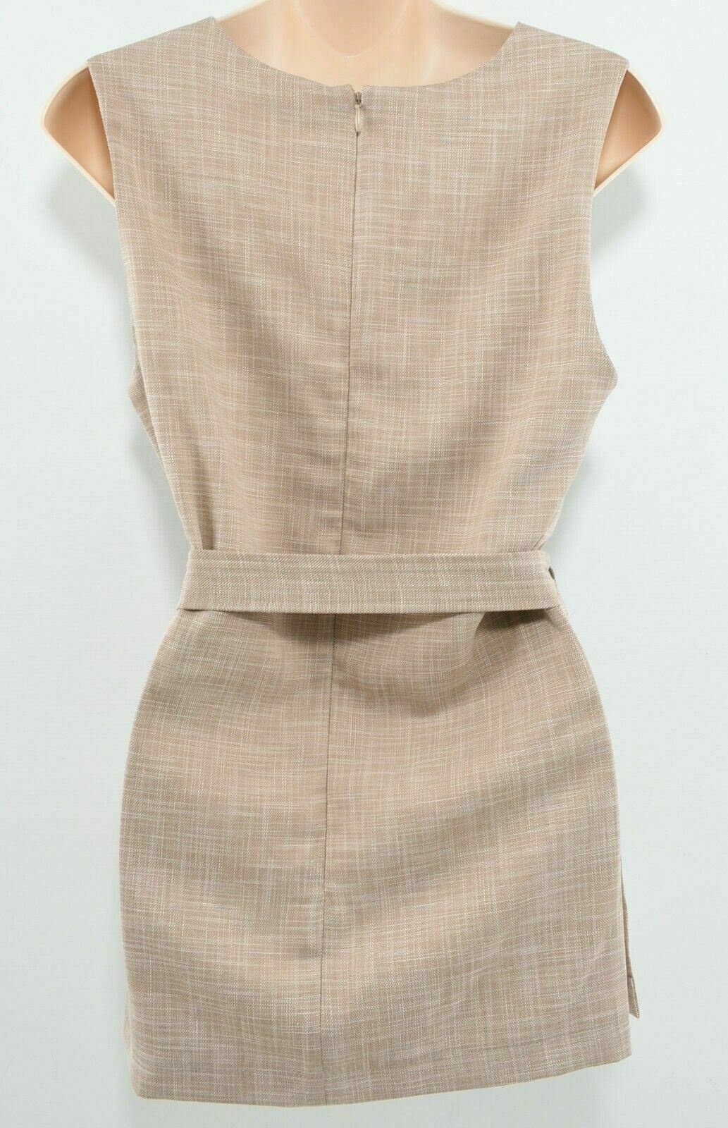 MISS SELFRIDGE Women's V-neck Longline Waist Belt Top, Beige, size UK 12