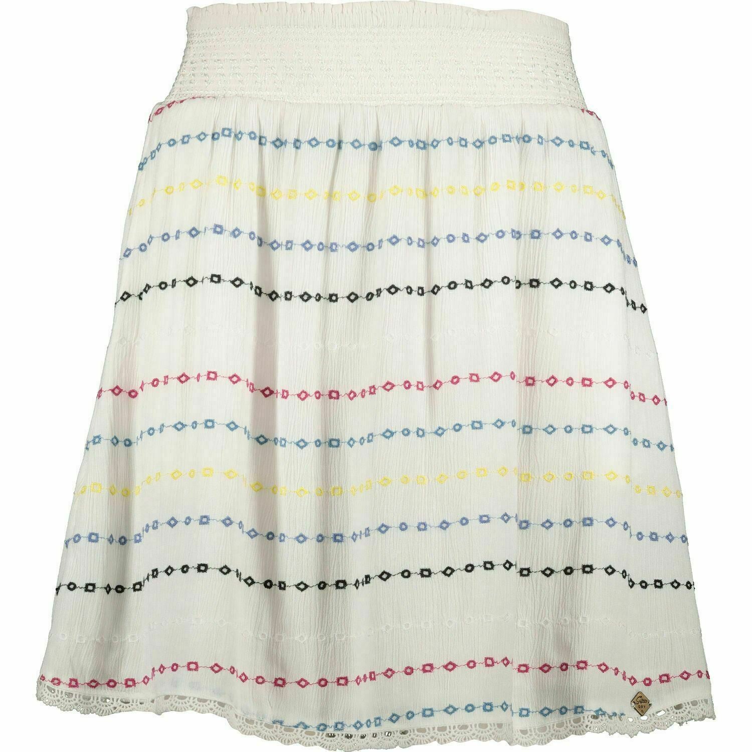 SUPERDRY Women's SARA Smocking Skirt, White/Geo, size XXS / UK 6