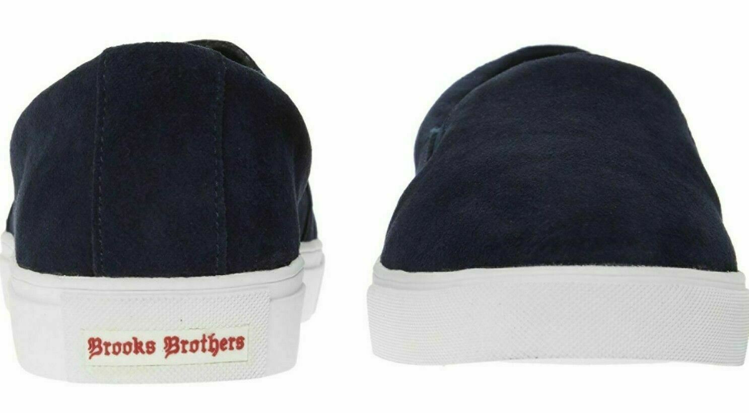 BROOKS BROTHERS Men's Dark Navy Suede Slip On Trainers, size UK 8