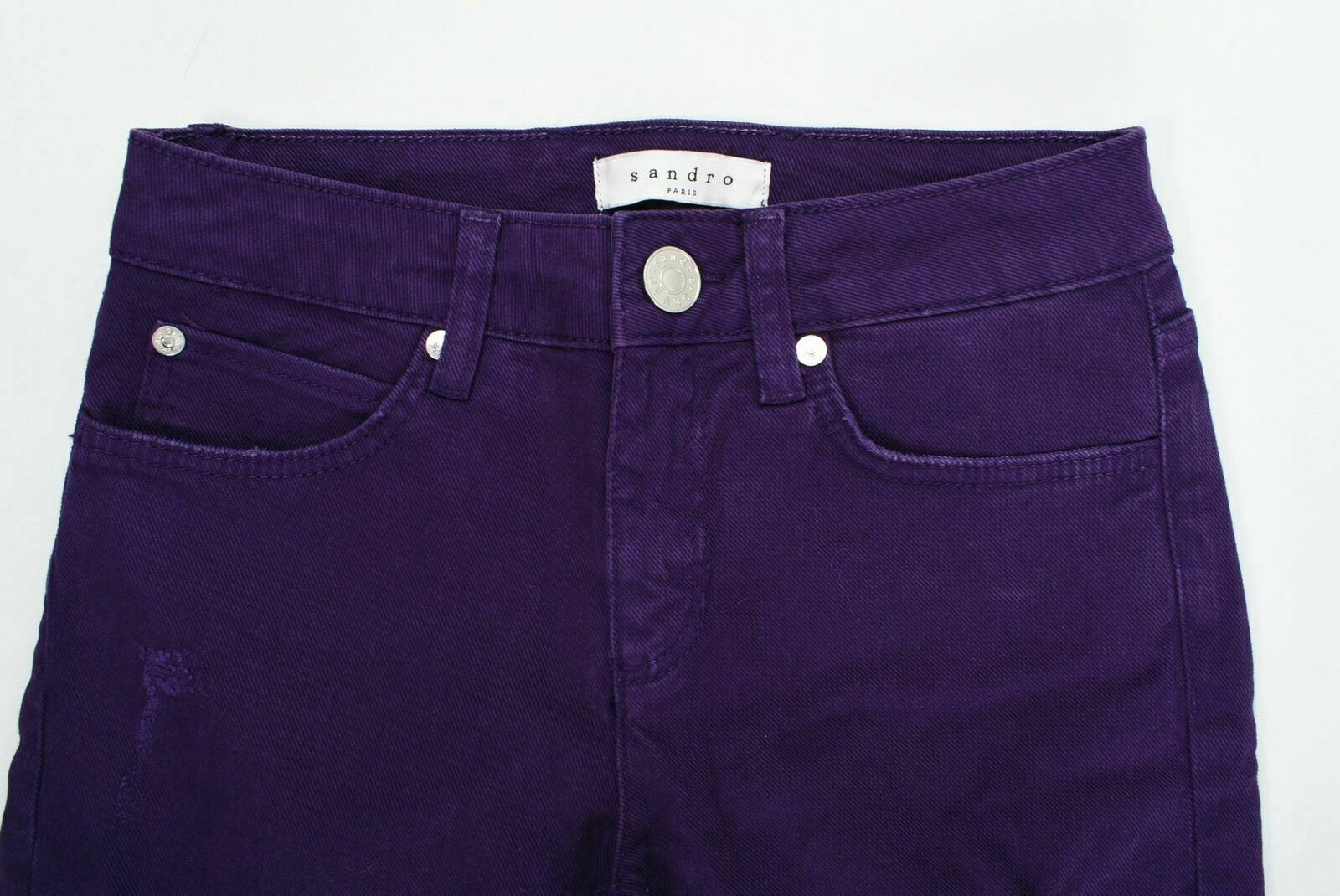 SANDRO PARIS Women's Distressed look Purple Denim Jeans- EUR34 (UK 6)