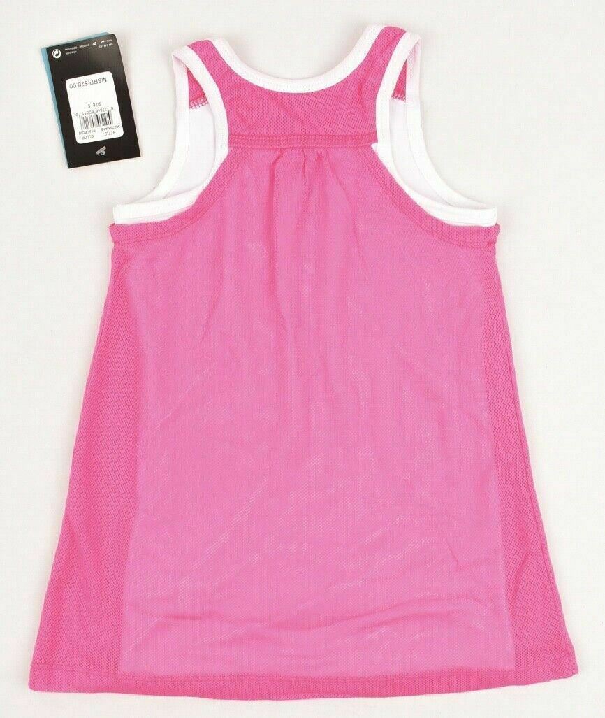 NIKE Girls' Kids' DRI-FIT Layered Top, Pink/White, size 5 years