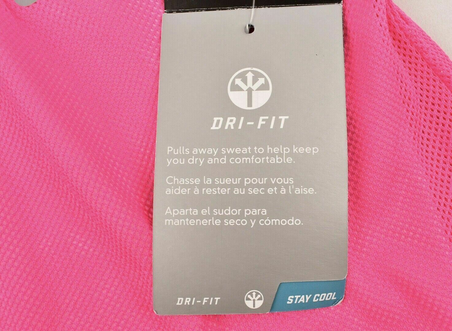 NIKE Girls' Kids' DRI-FIT Layered Top, Pink/White, size 5 years