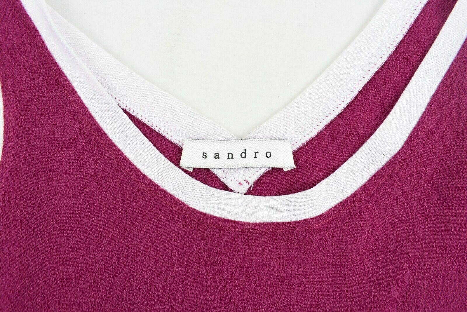 SANDRO Women's Sleeveless Crepe Top, Magenta, size UK 12