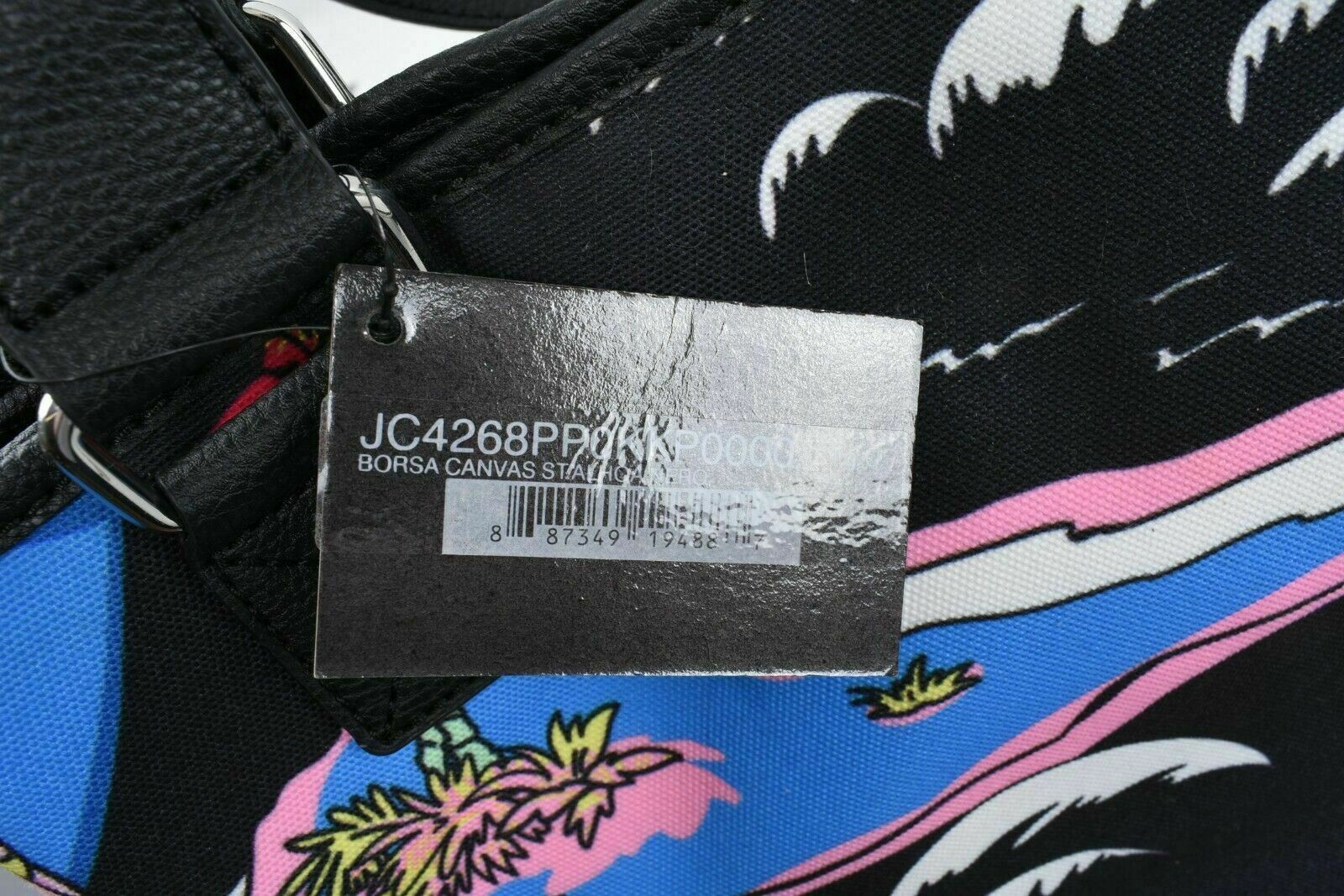 RARE !!! MOSCHINO - ALOHA Canvas Women's Tote Bag, Handbag, Black/Multi