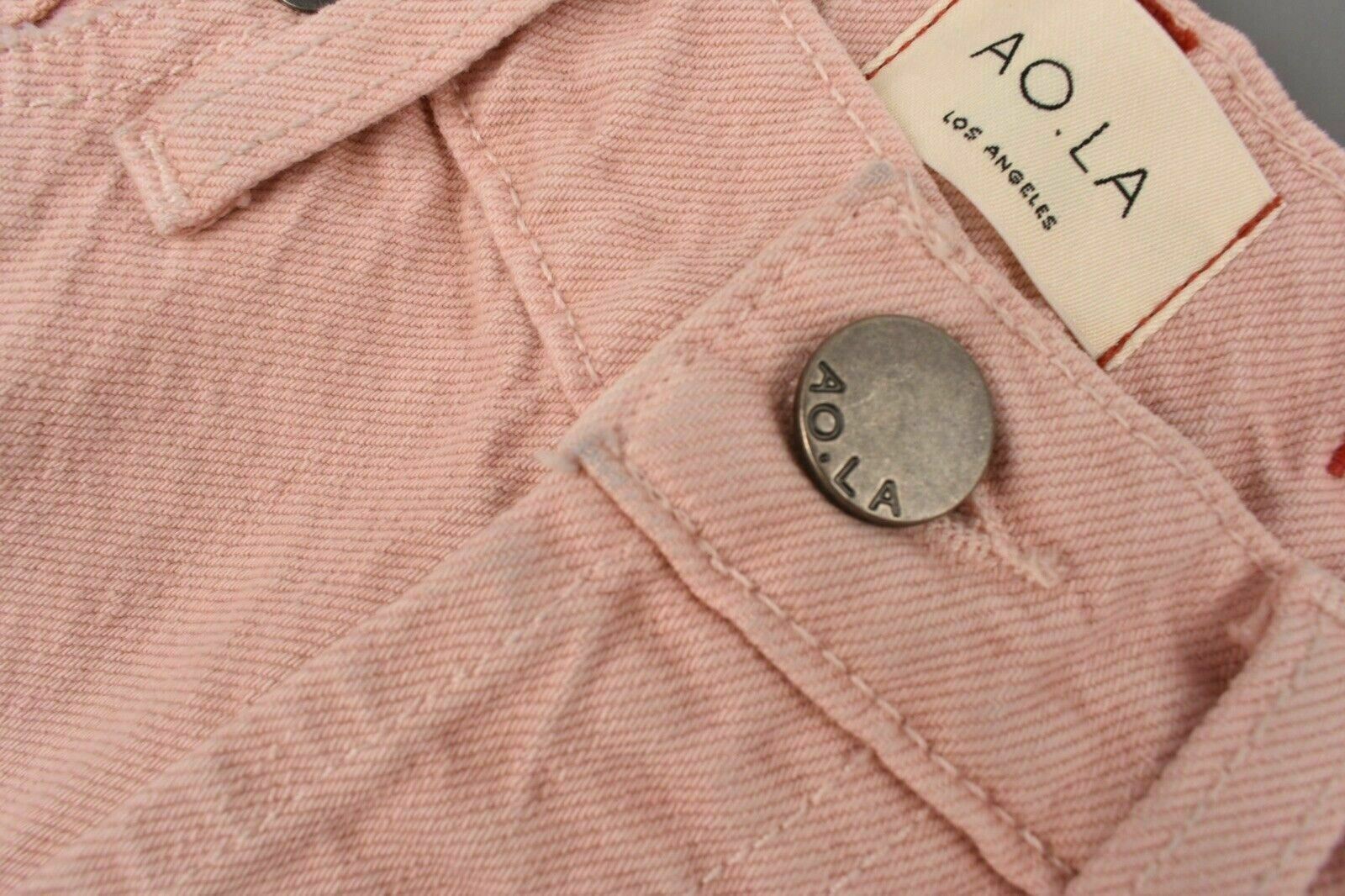 ALICE & OLIVIA Women's High Rise Girlfriend Slim Non-stretch Jeans Pink, W25 W26