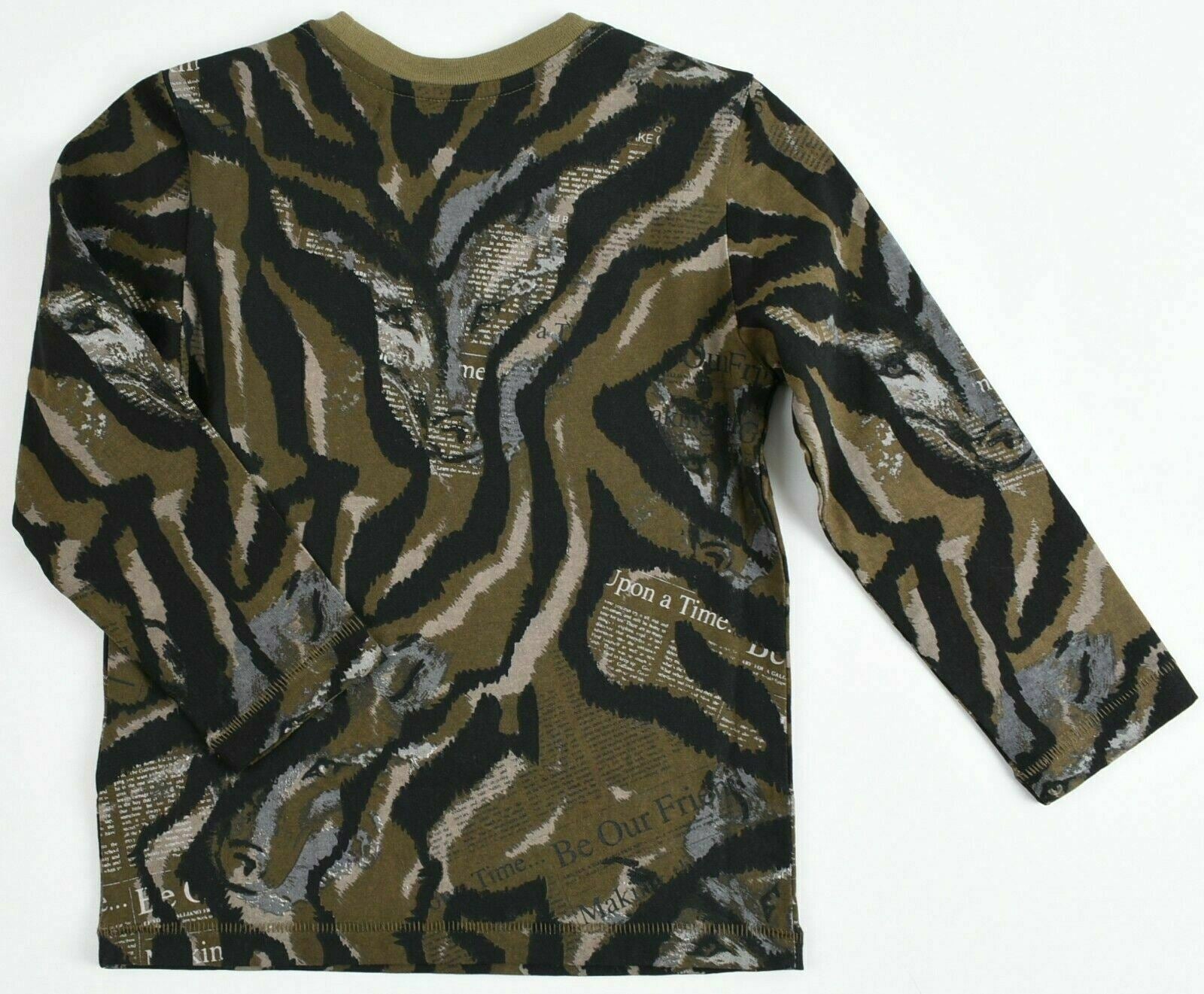 JOHN GALLIANO Boys' Long Sleeve Top, Khaki/Black Pattern, size 4 years