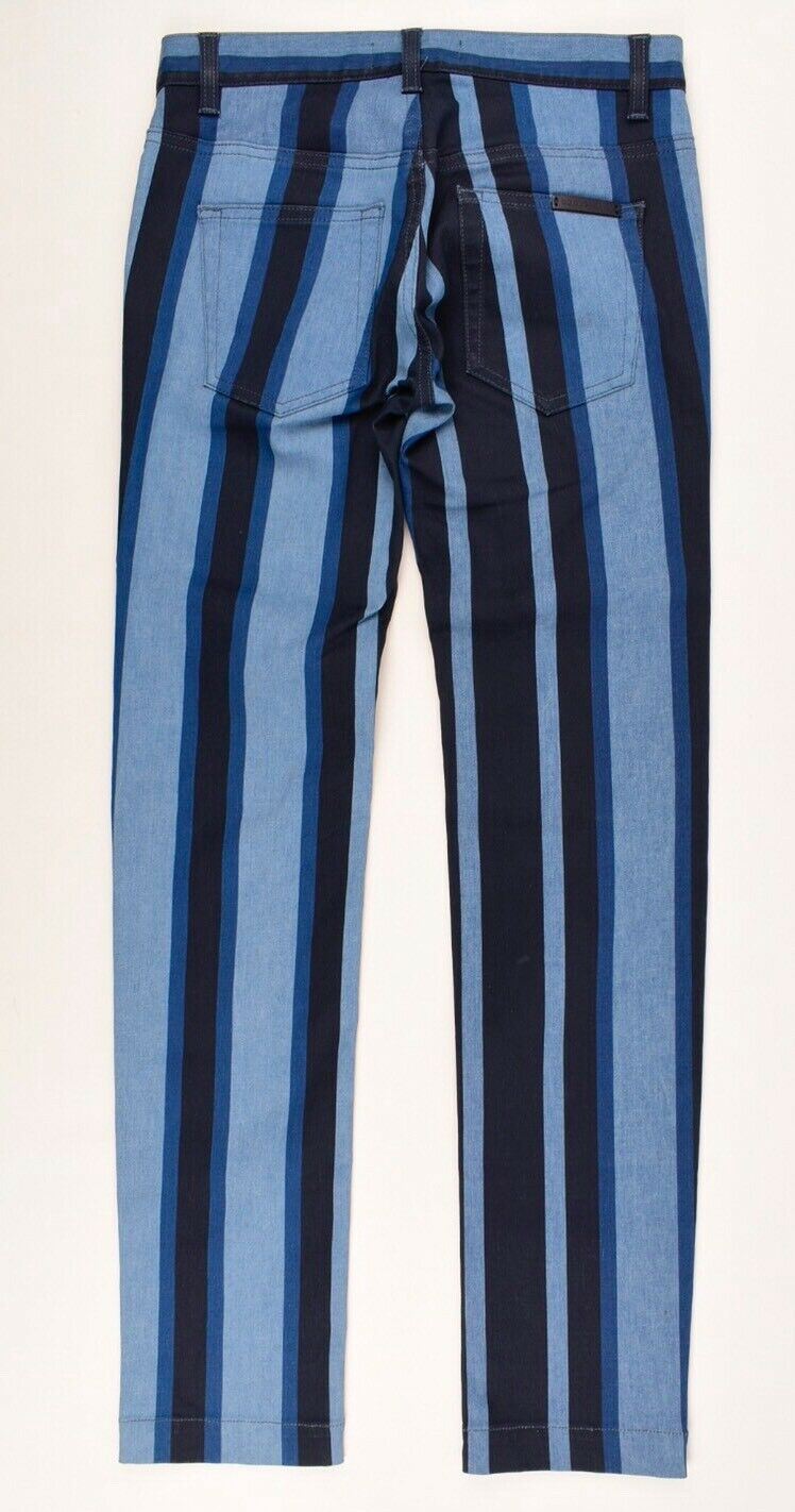 DOLCE & GABBANA Women's Blue Striped Denim Fit Trousers, sizes UK 4 and UK 6