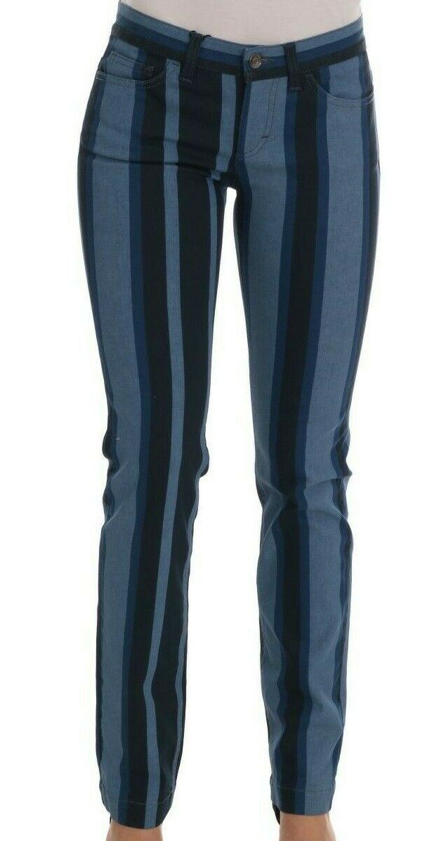 DOLCE & GABBANA Women's Blue Striped Denim Fit Trousers, sizes UK 4 and UK 6