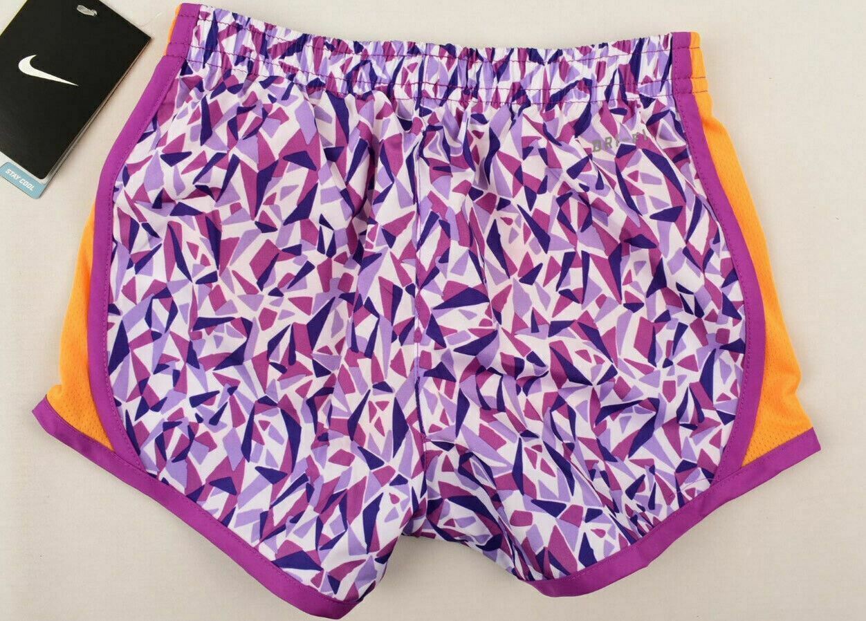 NIKE Dri-Fit Girl's Running Performance Shorts, Purple/Orange, size 4 Years