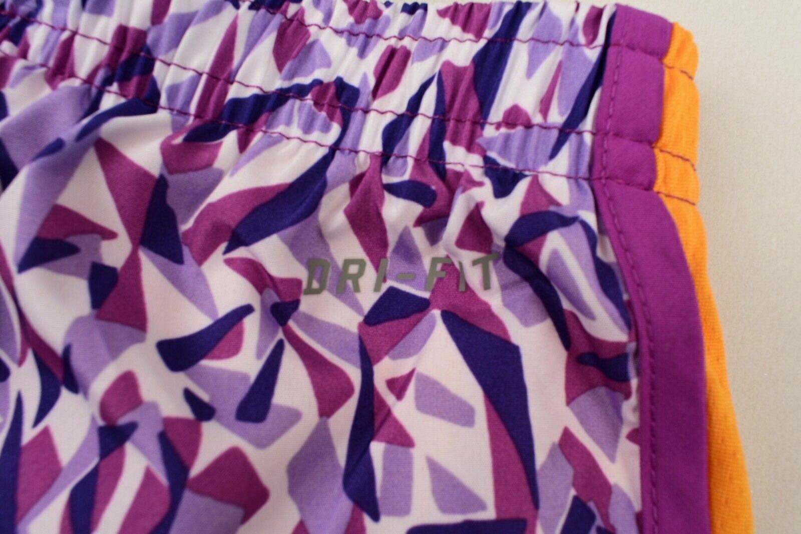 NIKE Dri-Fit Girl's Running Performance Shorts, Purple/Orange, size 4 Years
