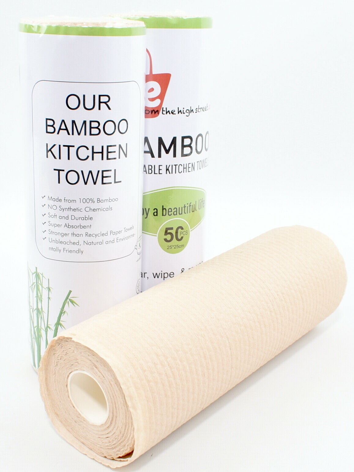 2 x 50 sheet Roll * Eco-friendly Reusable BAMBOO KITCHEN TOWELS