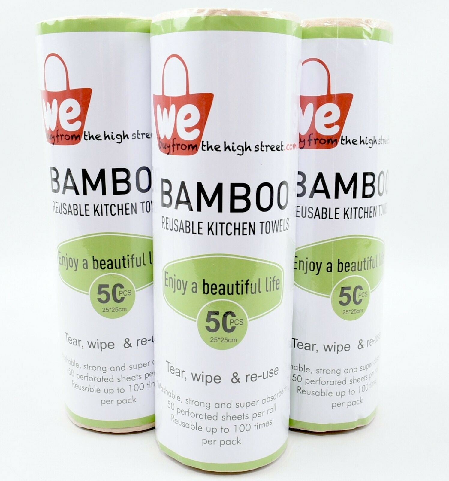 3 x 50 sheet Roll * Eco-friendly Reusable BAMBOO KITCHEN TOWELS