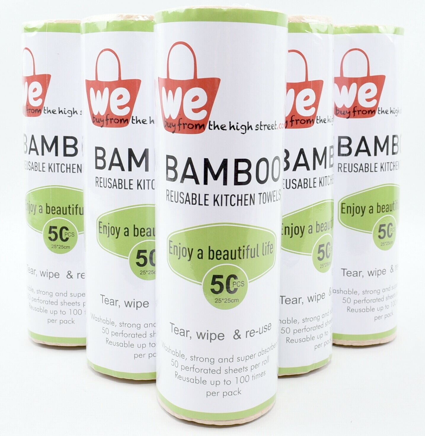 5 x 50 sheet Roll * Eco-friendly Reusable BAMBOO KITCHEN TOWELS