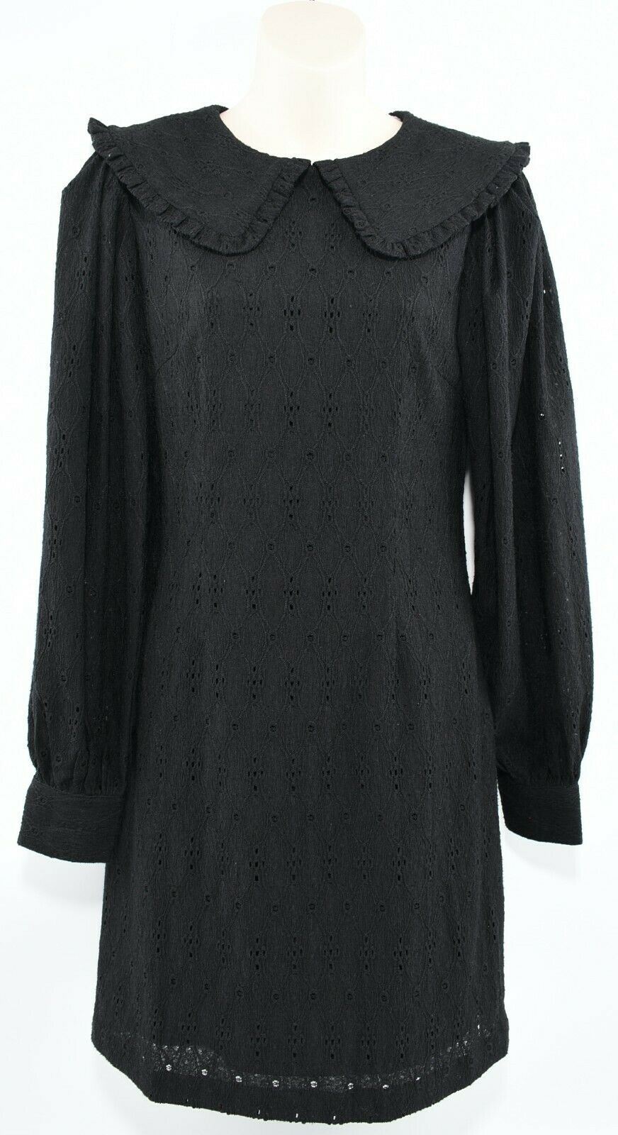 SISTERS POINT Women's EINA Mini Dress with Decorative Collar, Black, size S