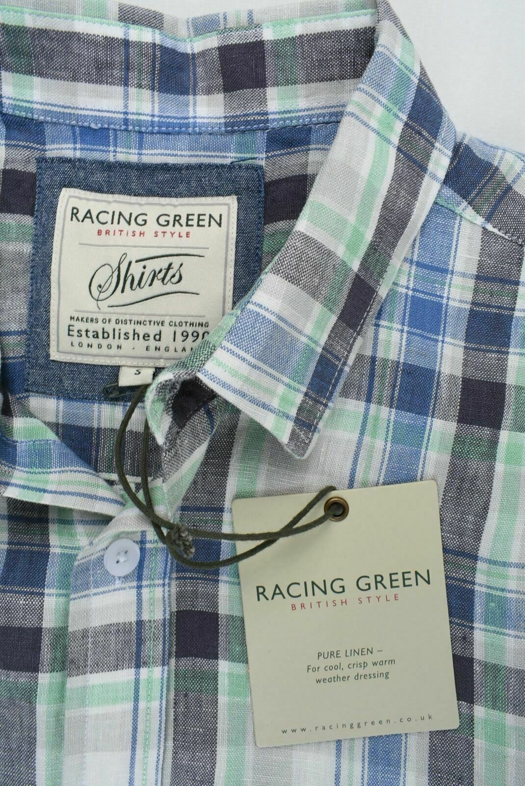 RACING GREEN Men's Checked Pattern Short Sleeve Shirt Size S