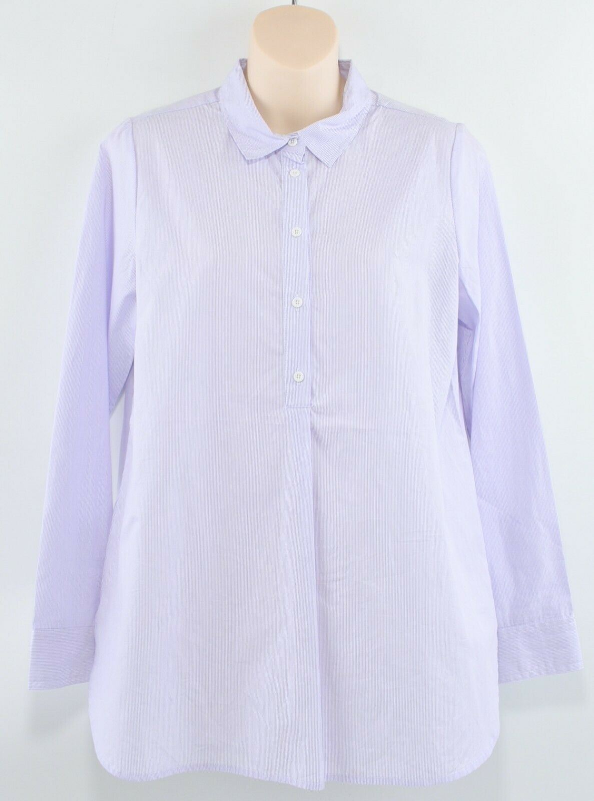 FARHI by NICOLE FARHI Women's Fine Stripe Half Shirt, White/Purple, size UK 12