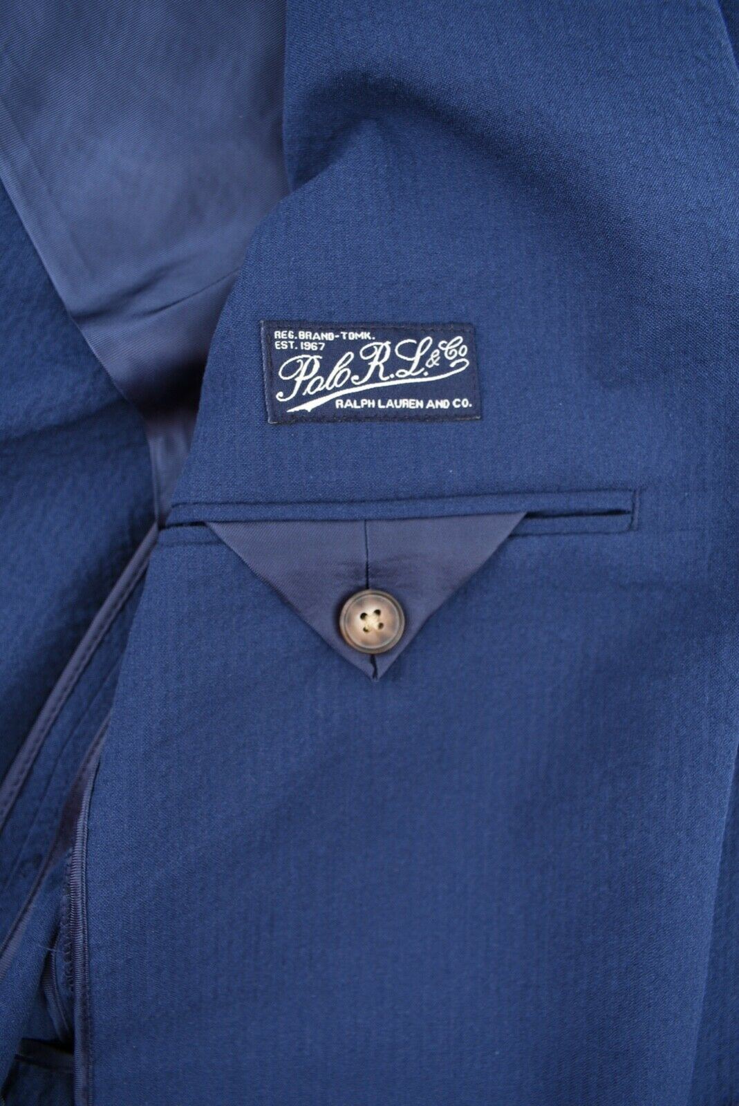 POLO RALPH LAUREN Women's Navy Blue Seersucker Blazer, size UK 8