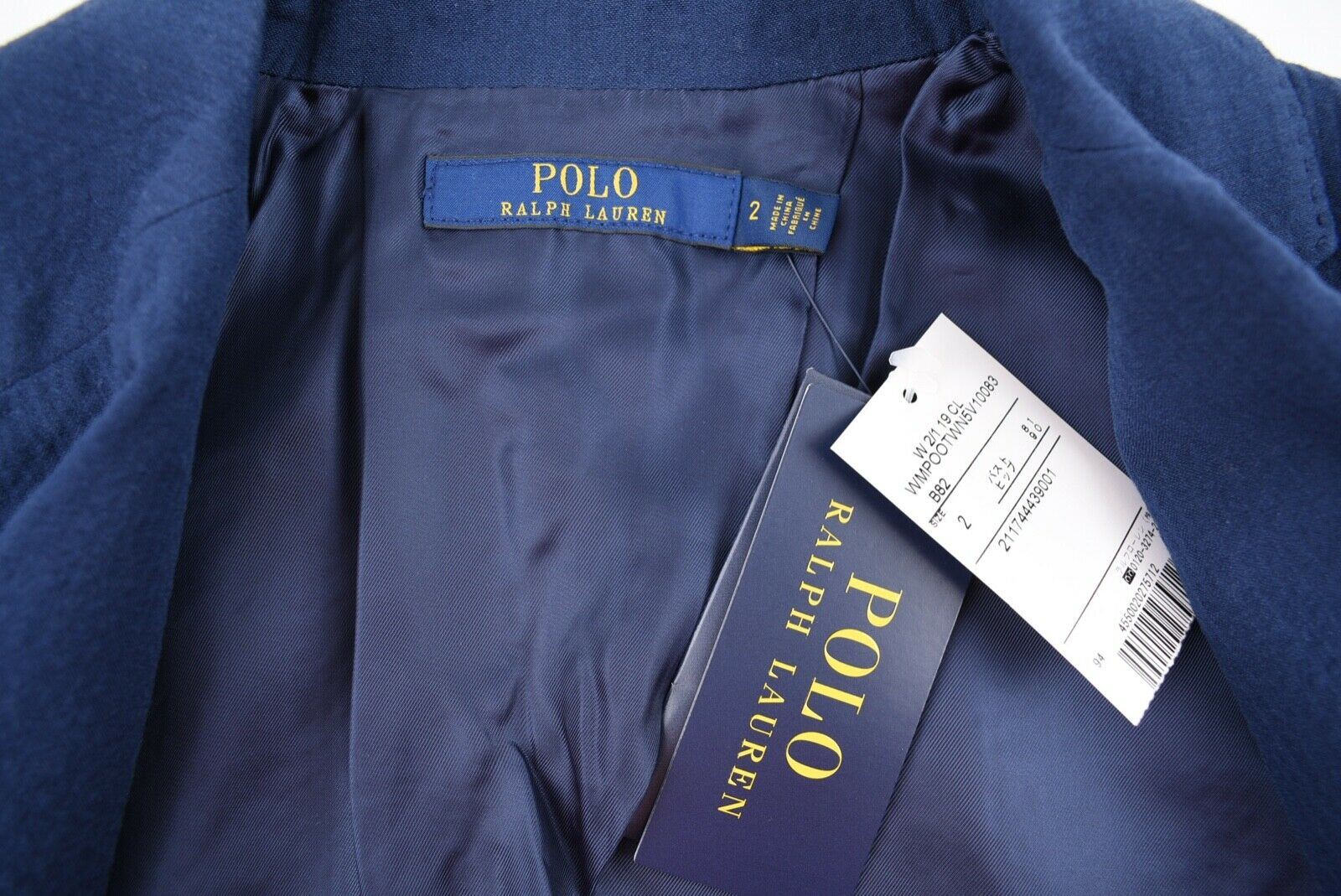 POLO RALPH LAUREN Women's Navy Blue Seersucker Blazer, size UK 8