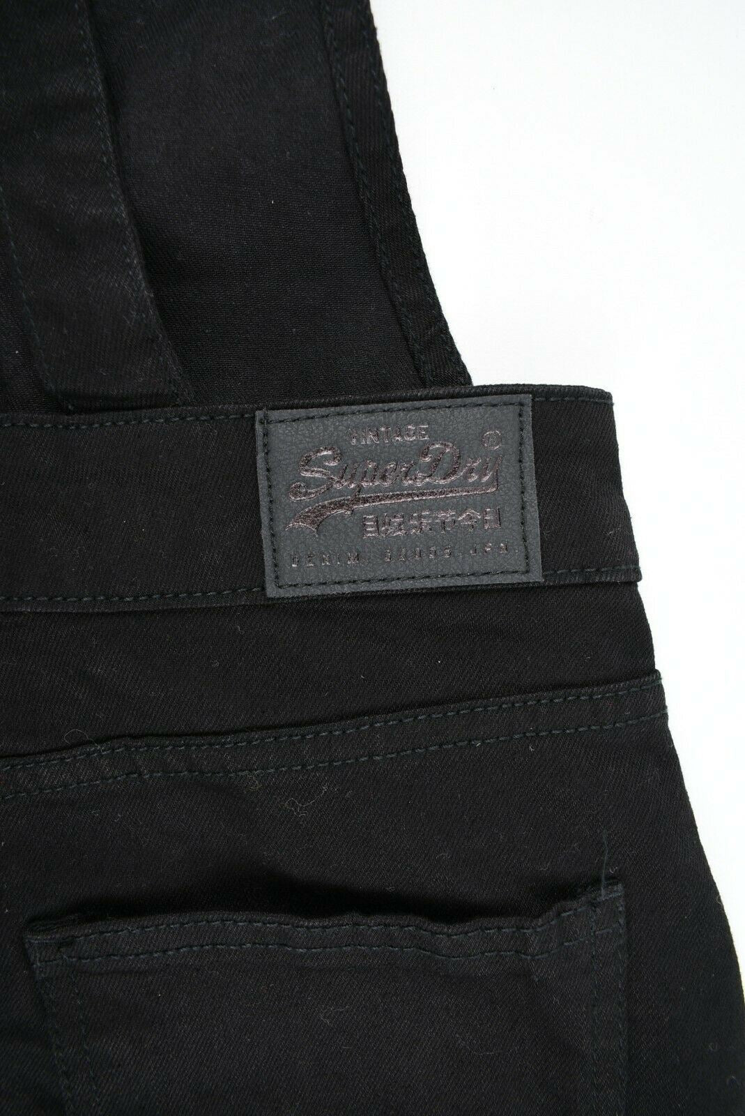 SUPERDRY Women's Girl's Pencil Dungaree Dress, Pinafore Dress, Black, size UK 8