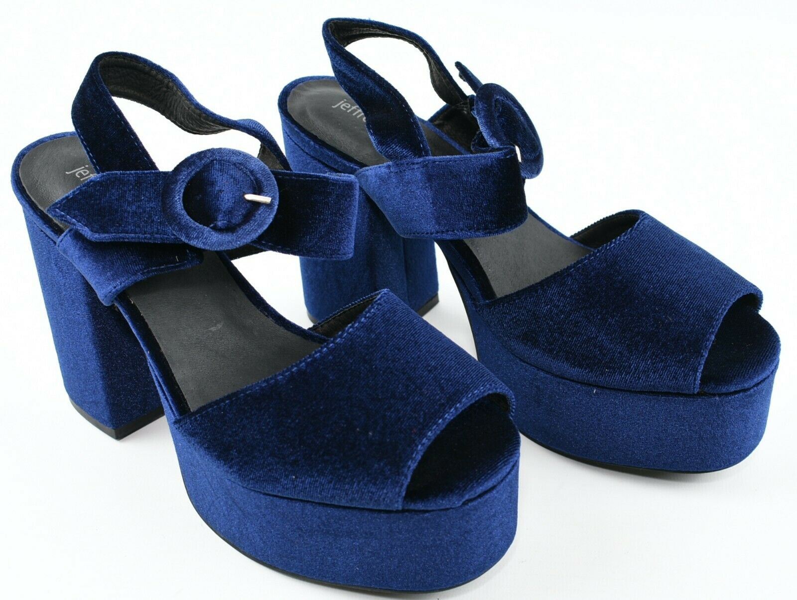 JEFFREY CAMPBELL Women's MAISIE Blue Velvet Platform Heels, size UK 6