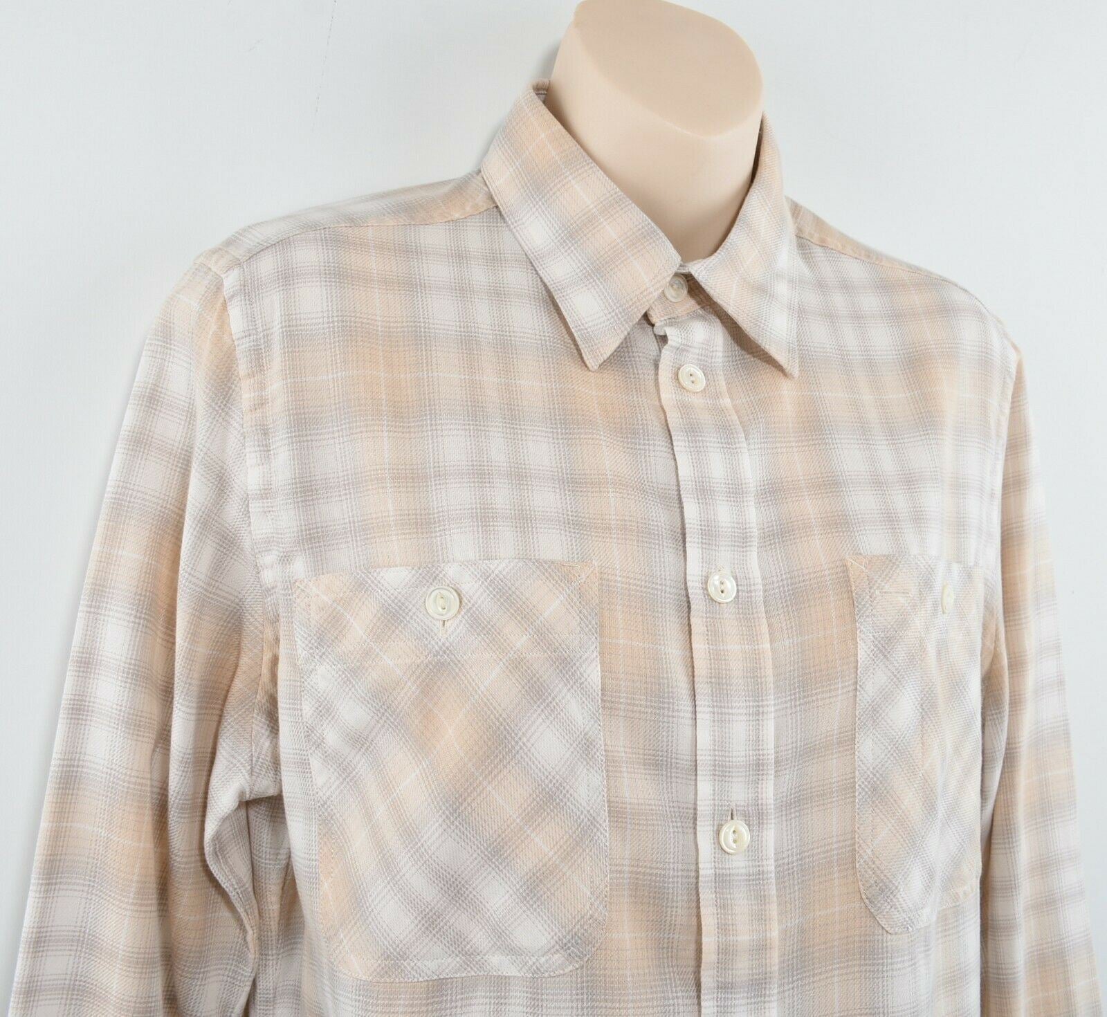 POLO RALPH LAUREN Women's Beige/Grey Checked Cotton Shirt, size L (UK 14)