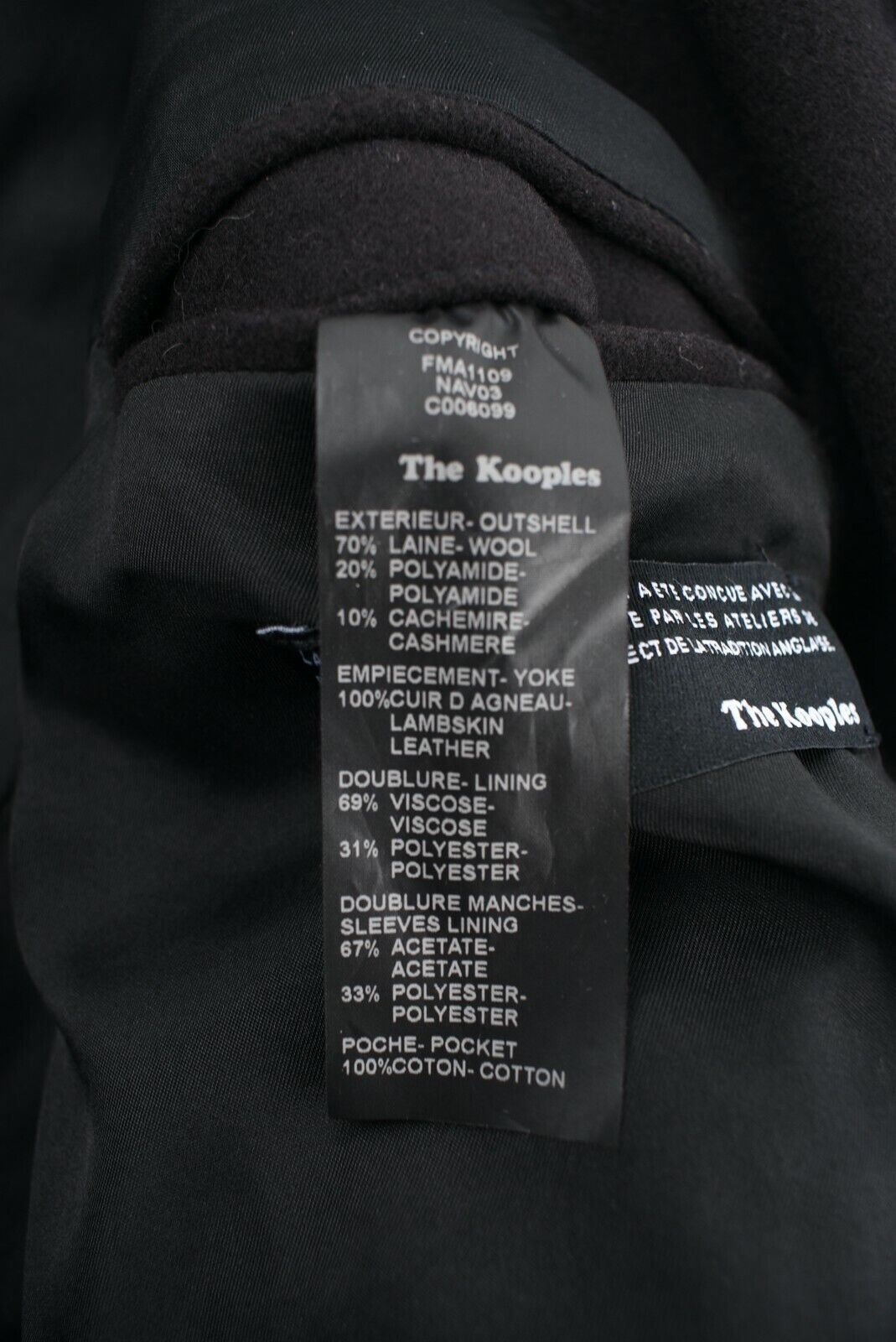 THE KOOPLES Women's Wool & Cashmere Coat, Black, size FR 42 / UK 14