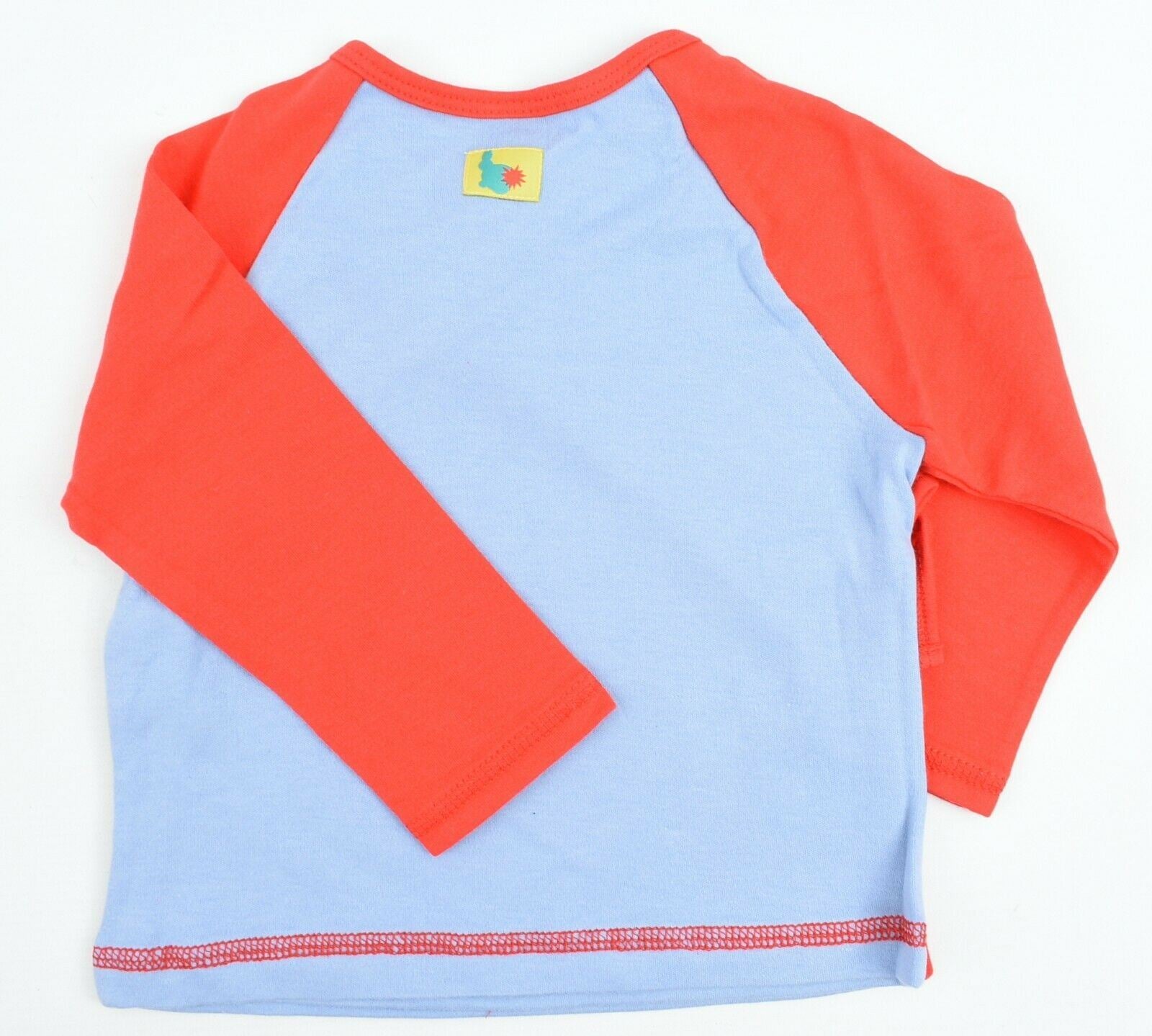 GREEN RABBIT Baby Wrap Around Cotton Top, Red/Blue, MADE IN UK size 18-24 months