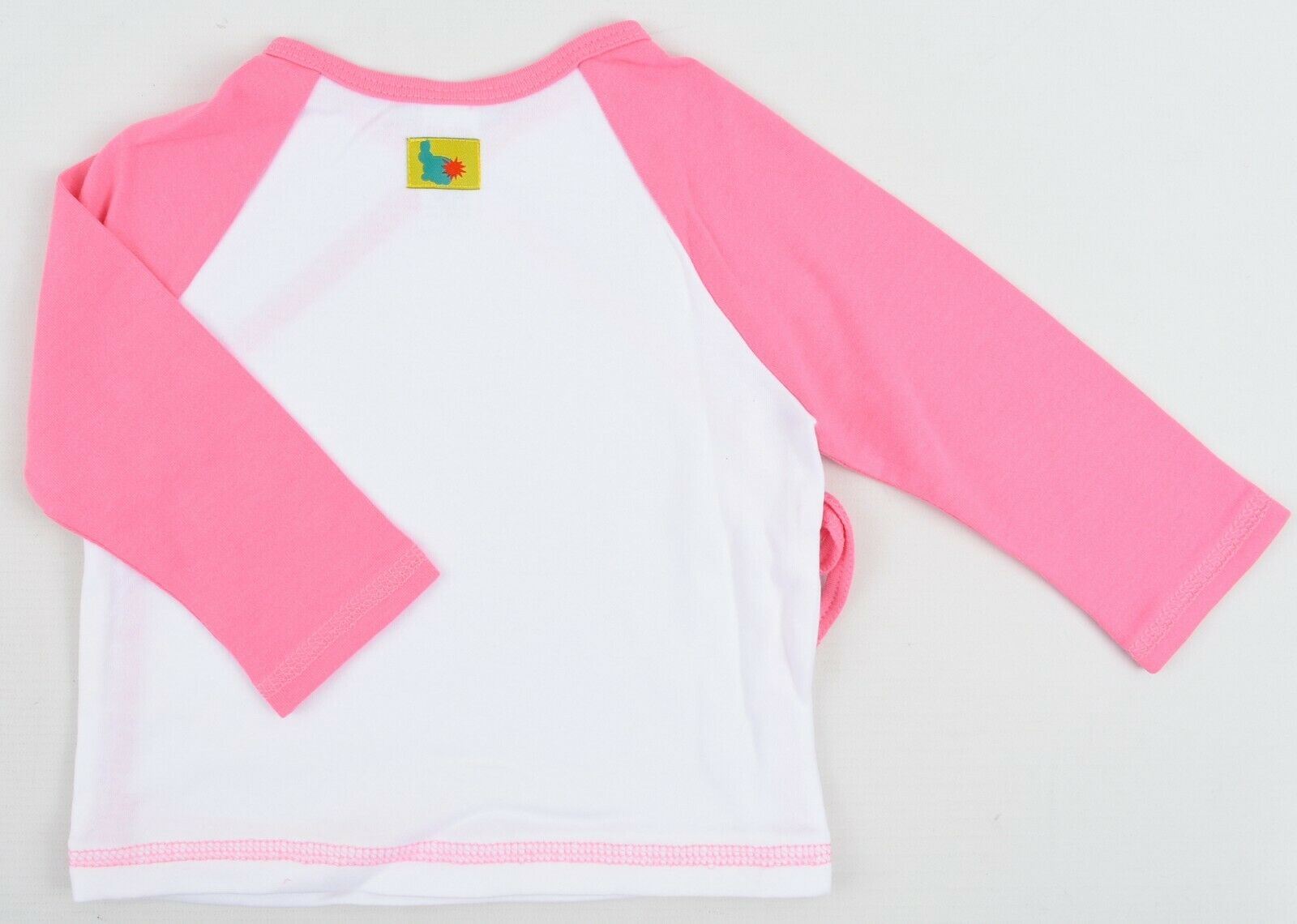 GREEN RABBIT Baby Wrap Around Top, White/Pink, MADE IN UK, size 12-18 months