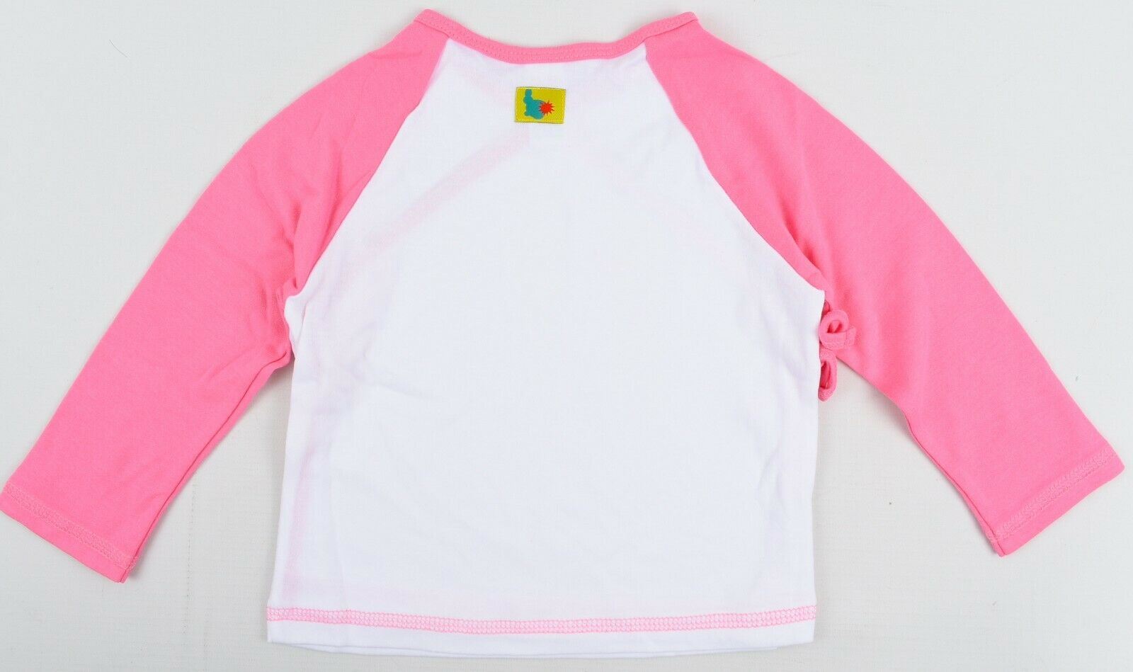 GREEN RABBIT Girls' Wrap Around Top, White/Pink, MADE IN UK, size 2-3 Years