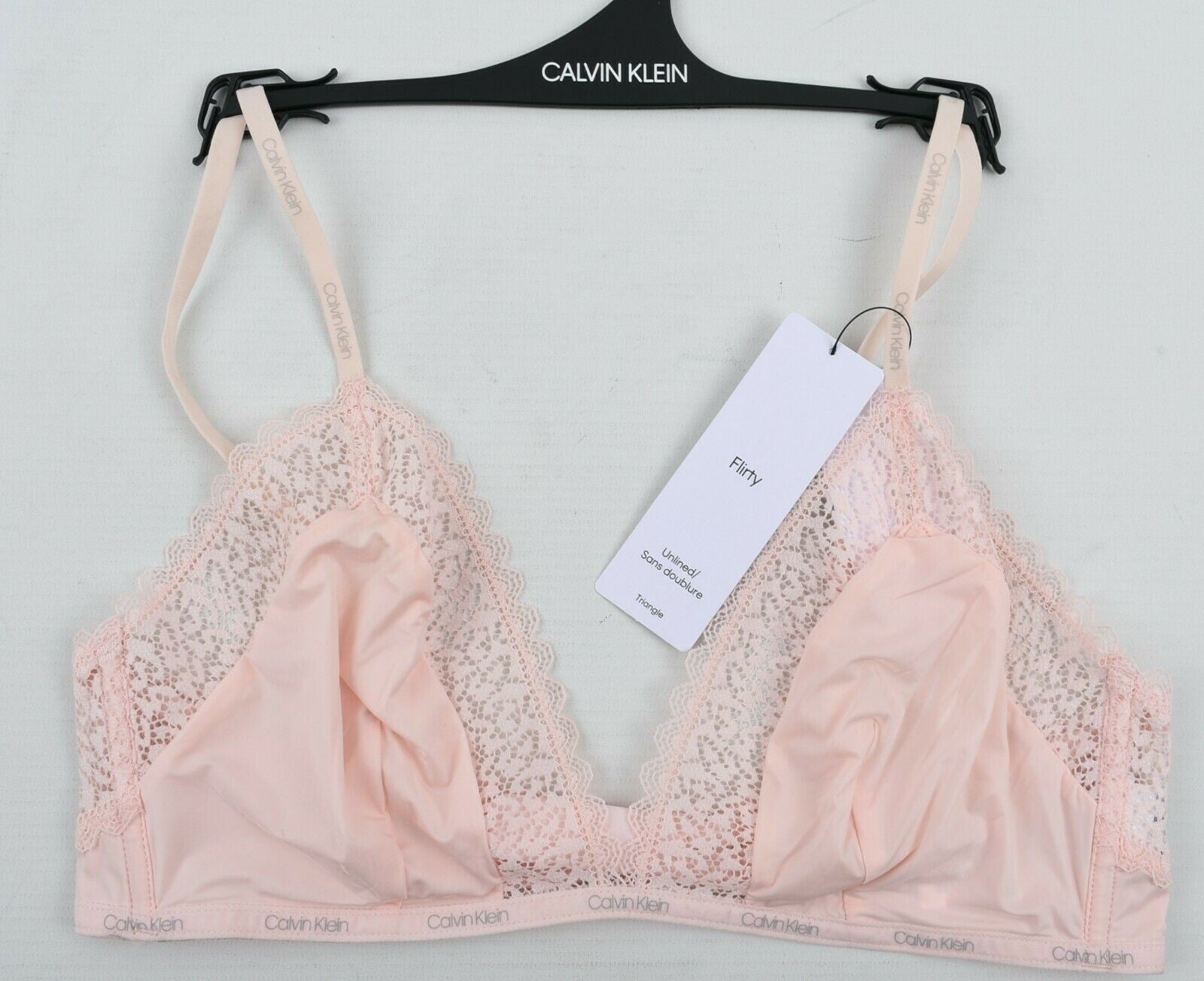 CALVIN KLEIN Women's FLIRTY Triangle Bra, Unlined, Pink, size L