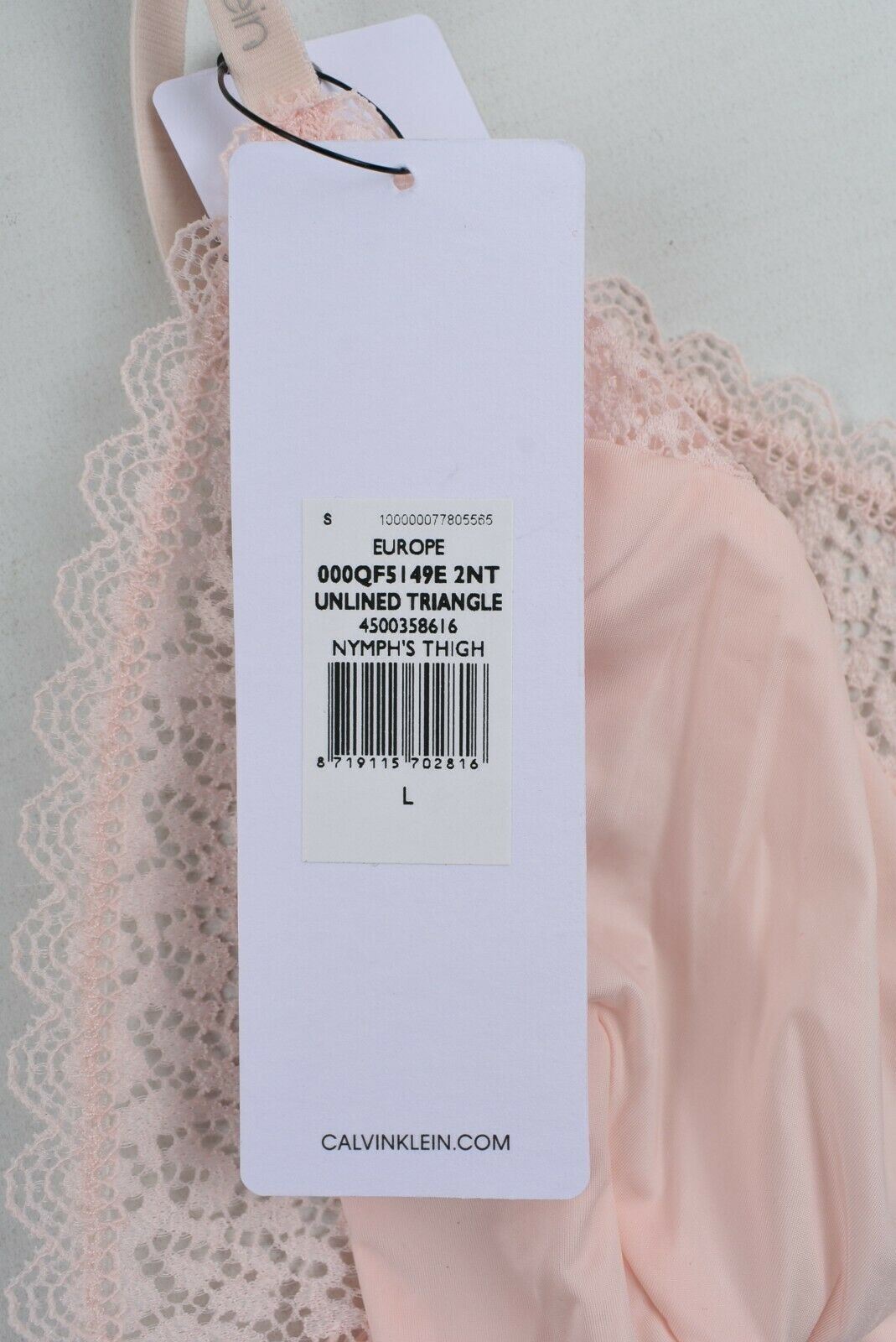 CALVIN KLEIN Women's FLIRTY Triangle Bra, Unlined, Pink, size L