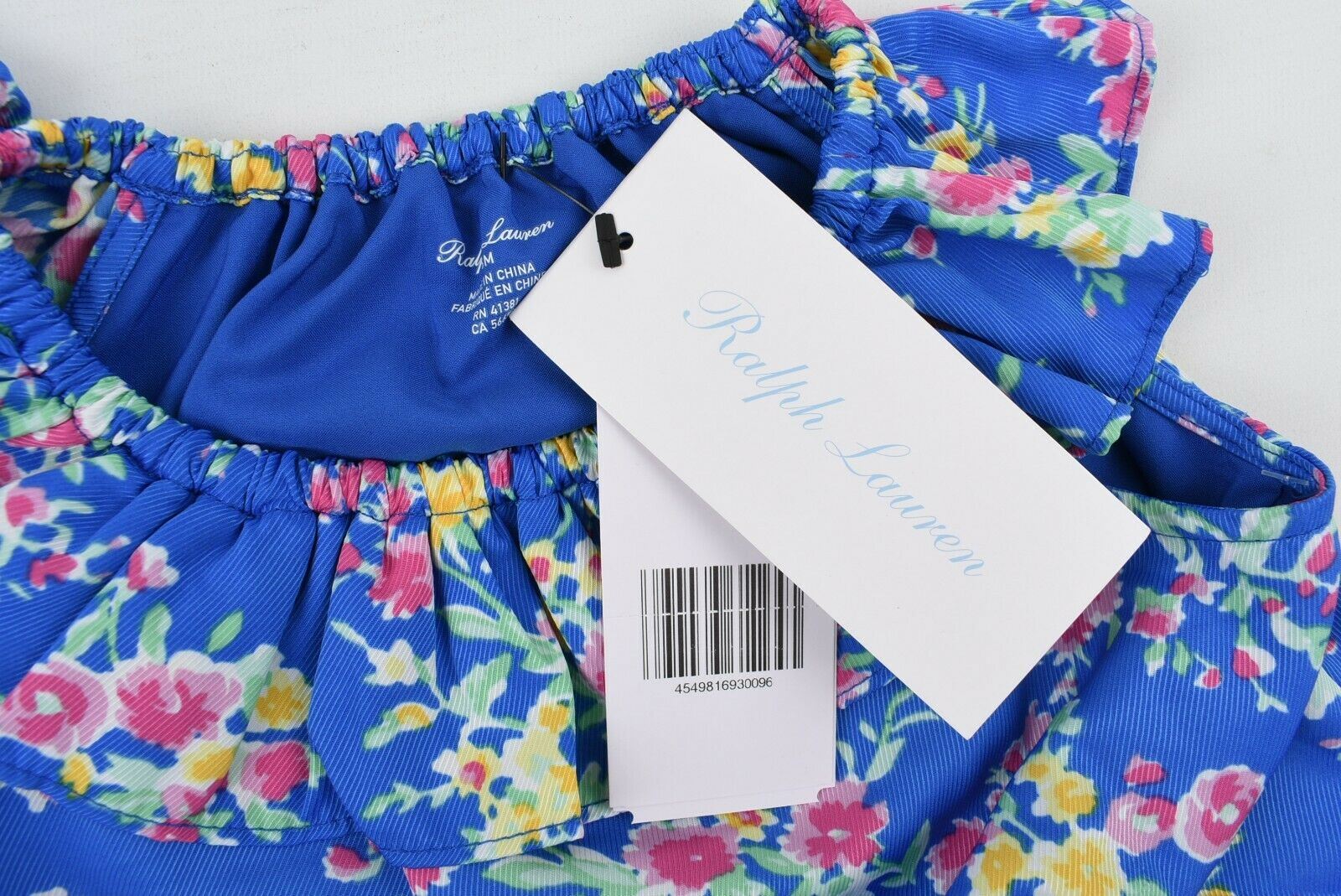 RALPH LAUREN Baby Girls' 2-pc Outfit Set, Top+Leggings, Blue/Pink, size 9 months