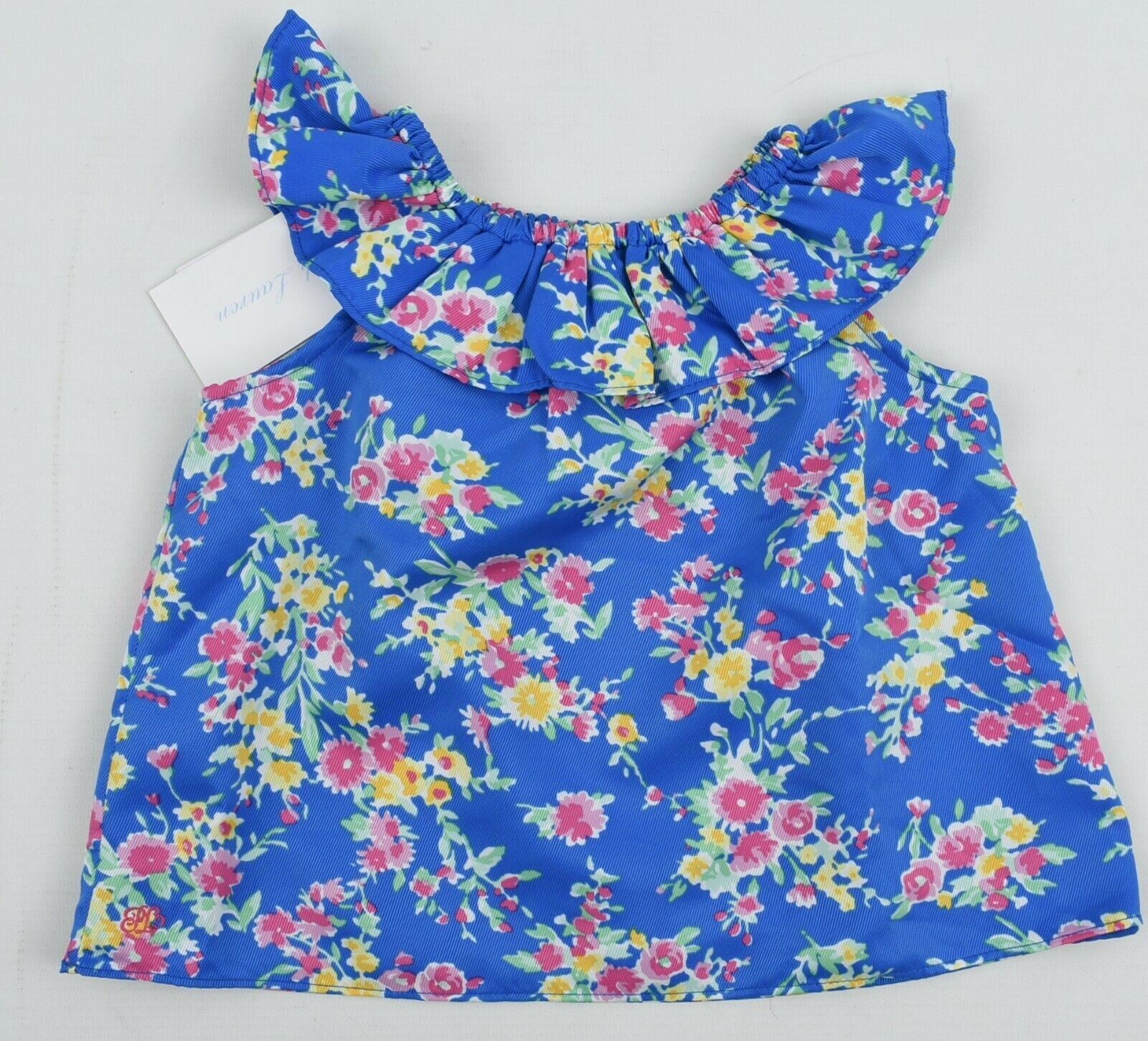 RALPH LAUREN Baby Girls' 2-pc Outfit Set, Top+Leggings, Blue/Pink, size 6 months