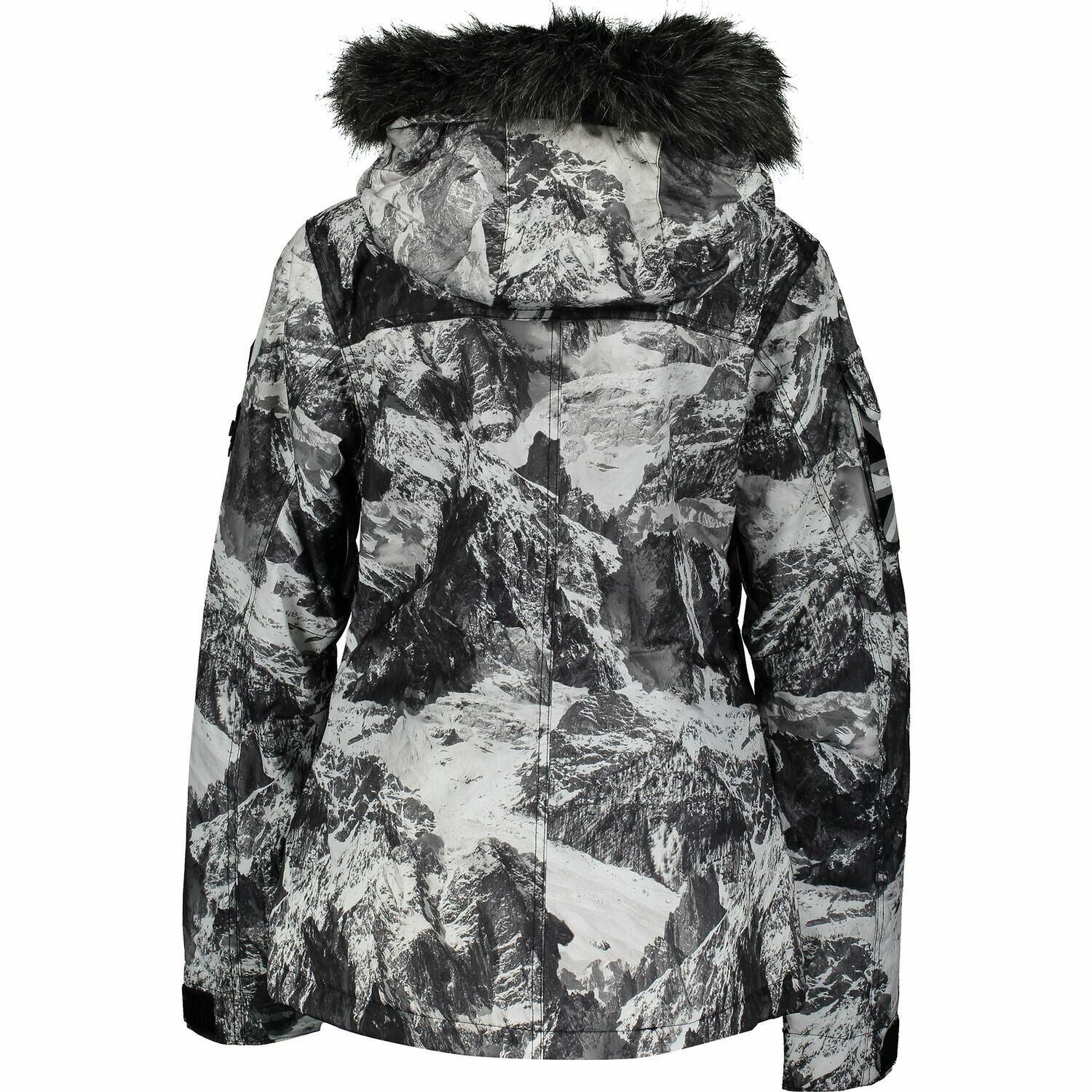 SUPERDRY Women's ULTIMATE SNOW SERVICE Ski Jacket, Cliff Face/Black, M/ UK12