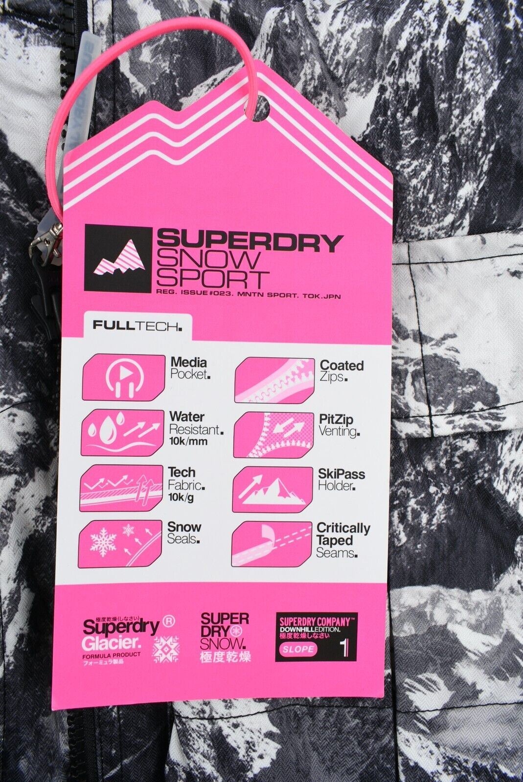SUPERDRY Women's ULTIMATE SNOW SERVICE Ski Jacket, Cliff Face/Black, M/ UK12