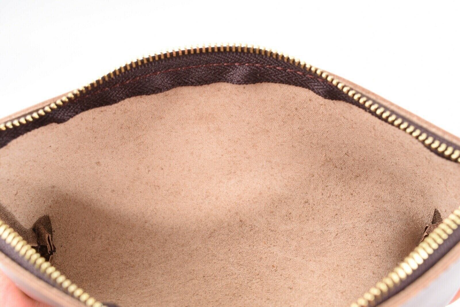 Brown Genuine Leather Pencil Case / Small Make-up Case