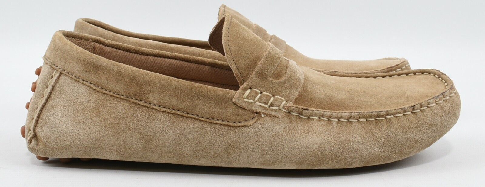 NEXT Mens Genuine Suede Leather Loafers, Stone, size UK 10 /EU 44