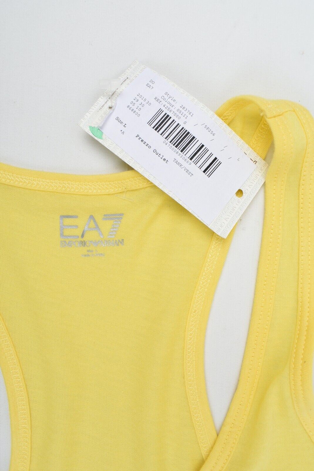 EA7 EMPORIO ARMANI Women's Workout Yoga Tank Top, Modal/Cotton, Yellow, size L