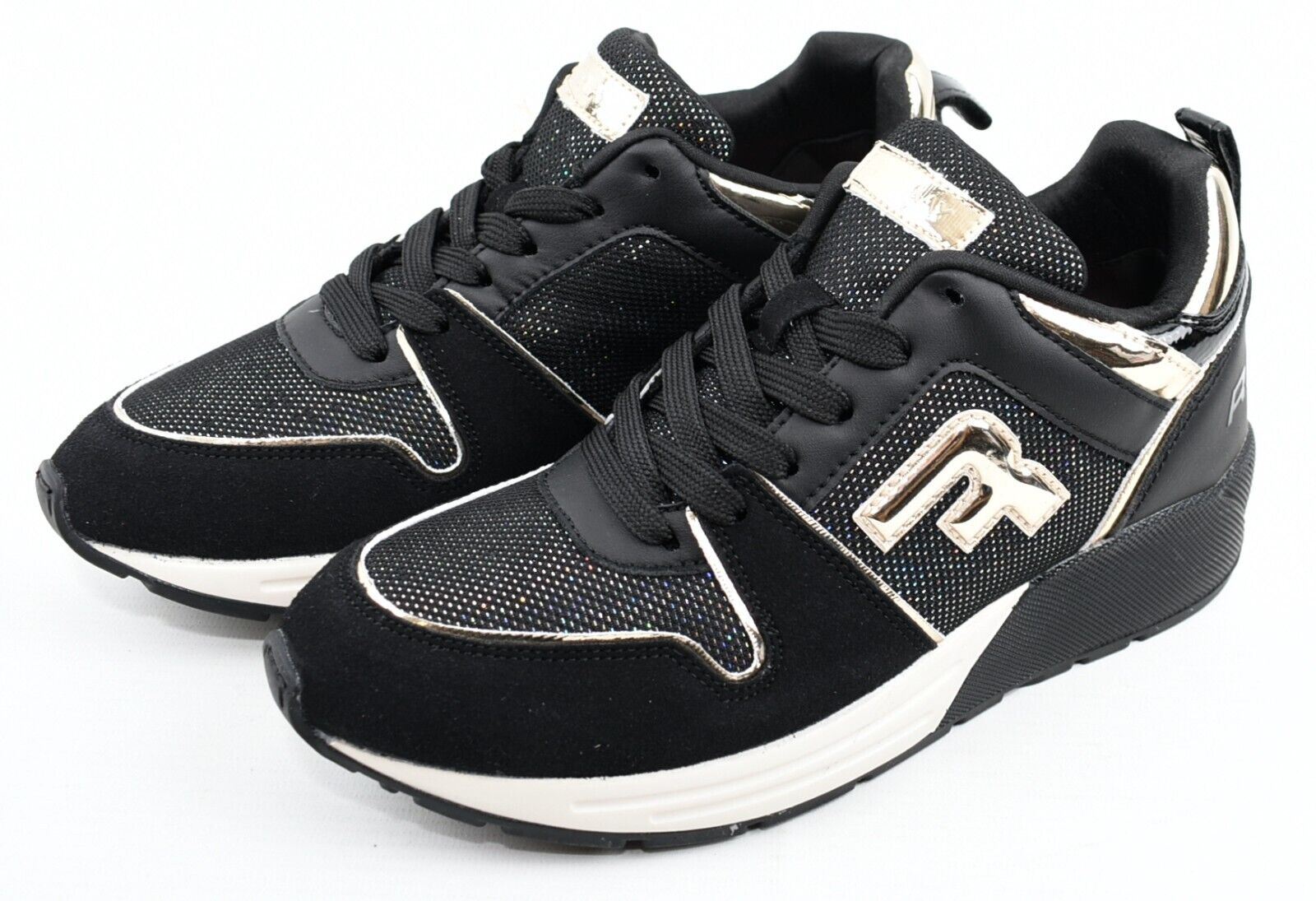 REPLAY Women’s Black & Metallic Sneakers Trainers, size UK 4 / EU 37