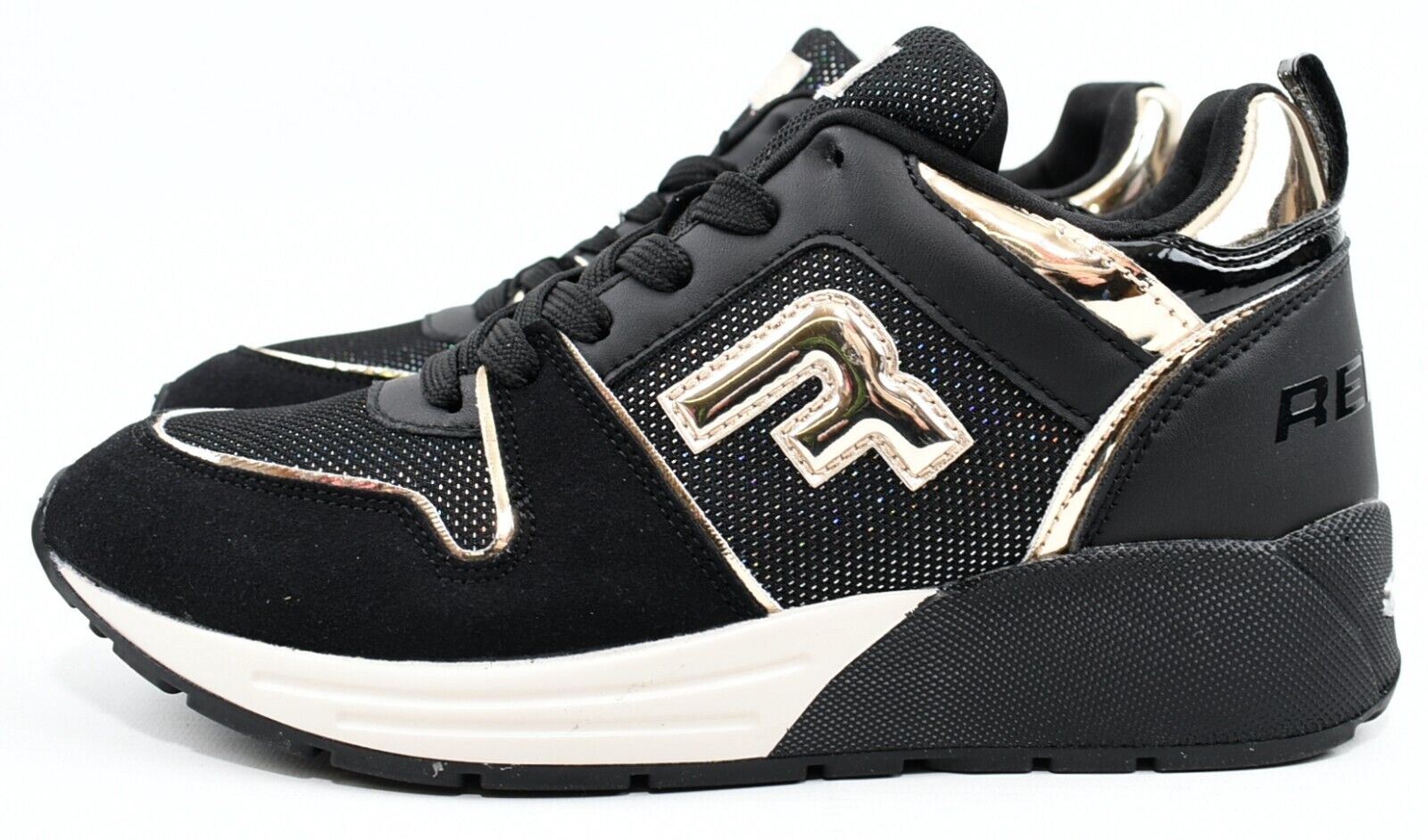 REPLAY Women’s Black & Metallic Sneakers Trainers, size UK 4 / EU 37