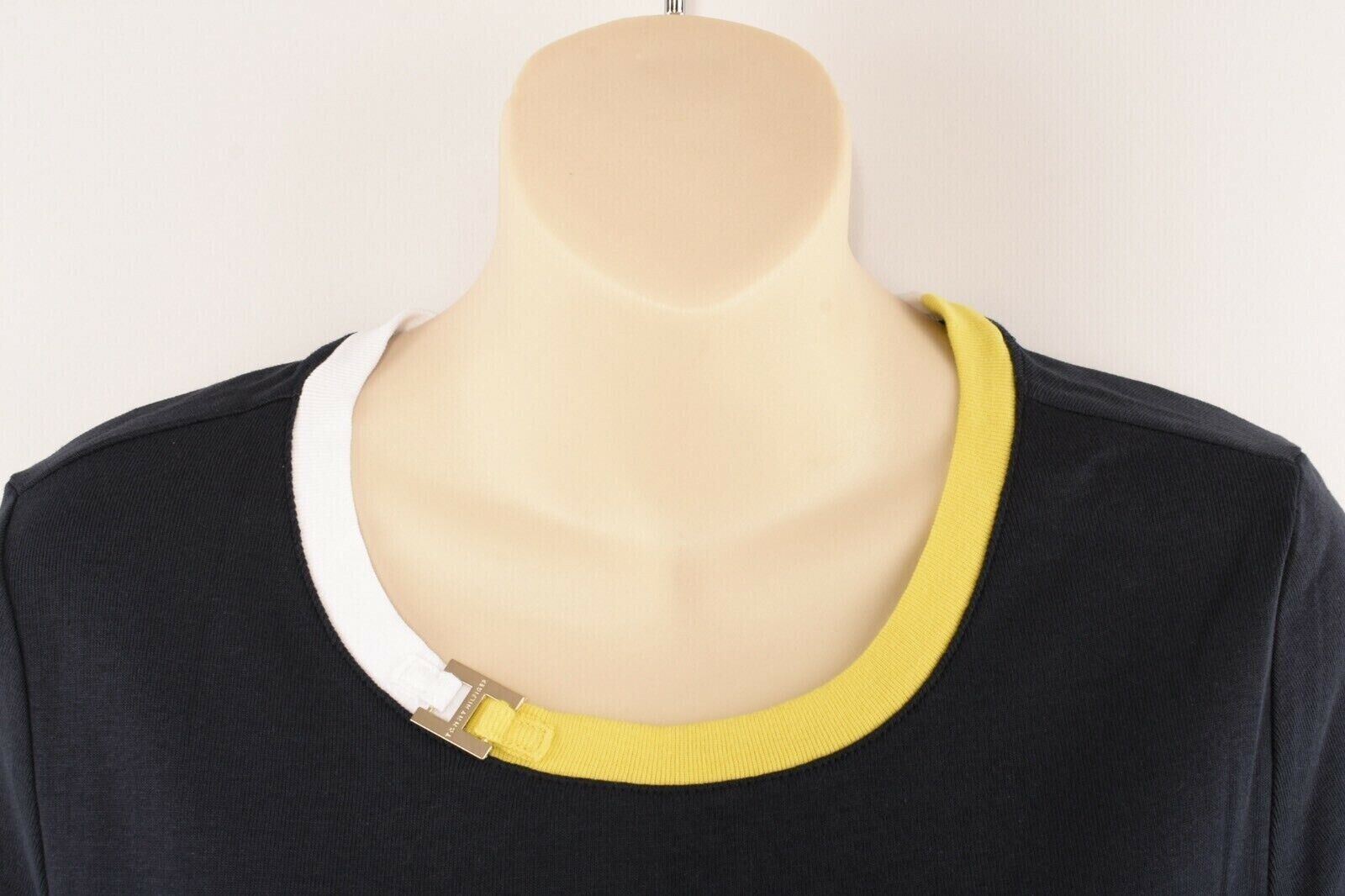 TOMMY HILFIGER Women's Embellished Neckline T-shirt Top, Navy Blue, size XS