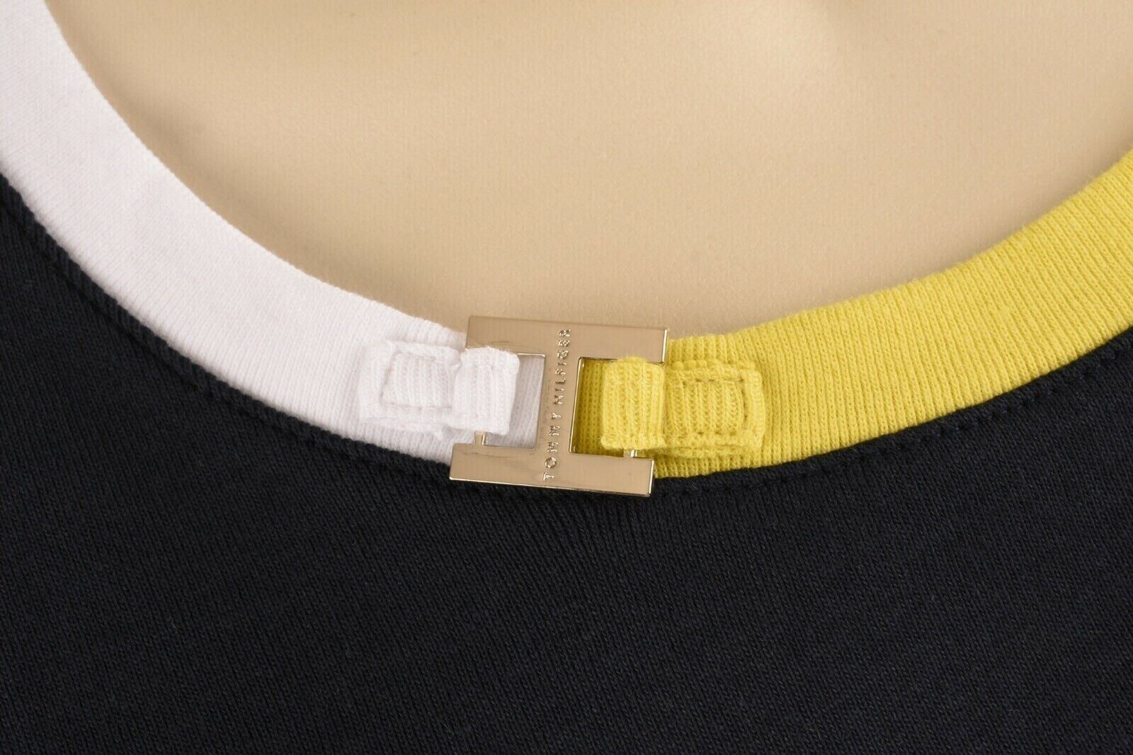 TOMMY HILFIGER Women's Embellished Neckline T-shirt Top, Navy Blue, size XS