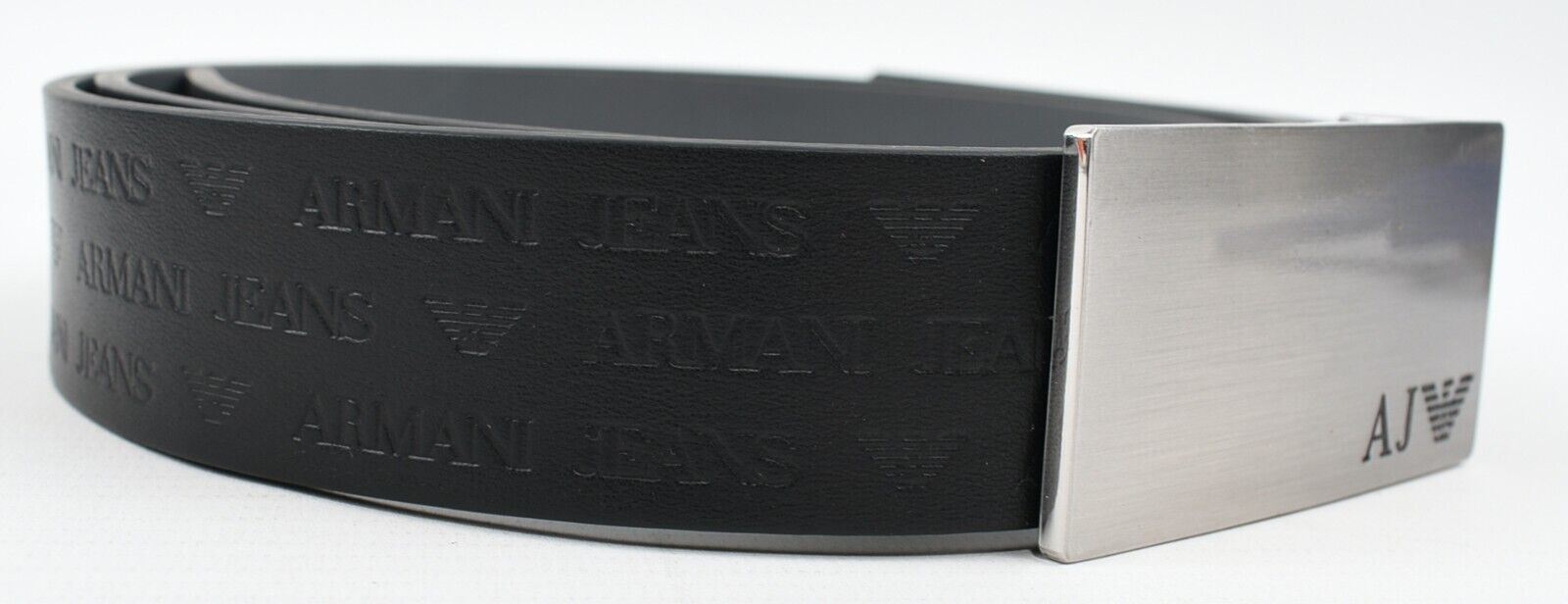 AJ ARMANI JEANS Men's Genuine Leather Black Logo Embossed Belt, size W36