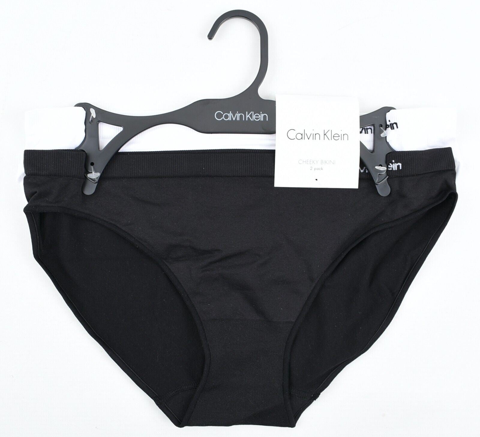 CALVIN KLEIN Women's CHEEKY BIKINI 2-pack Briefs, Knickers, White/Black, size M