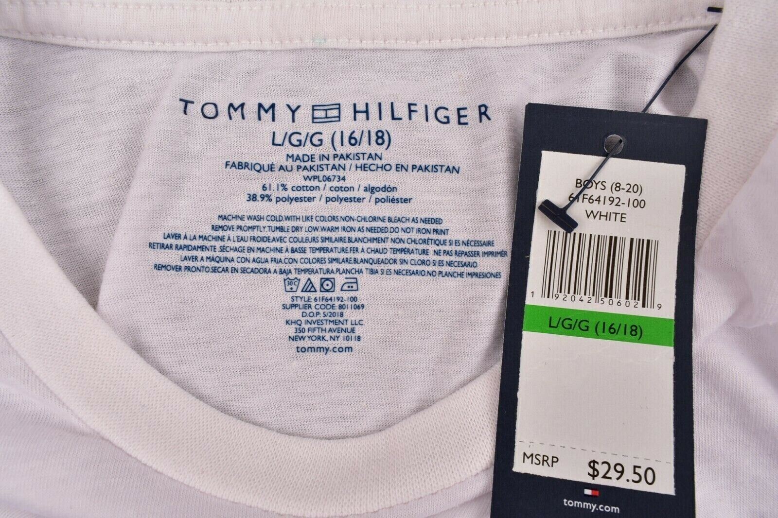TOMMY HILFIGER Boys' Layered Look Long Sleeve Top, White/Navy, size 16-18 years