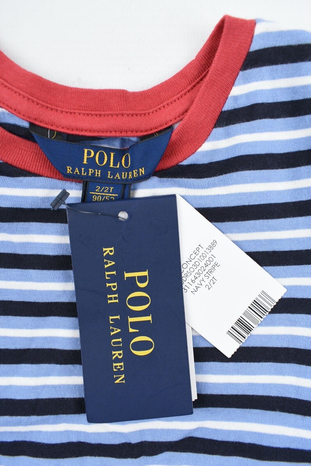 POLO RALPH LAUREN Girls' Kids' Blue Striped Cotton Summer Dress, sizes 2 years