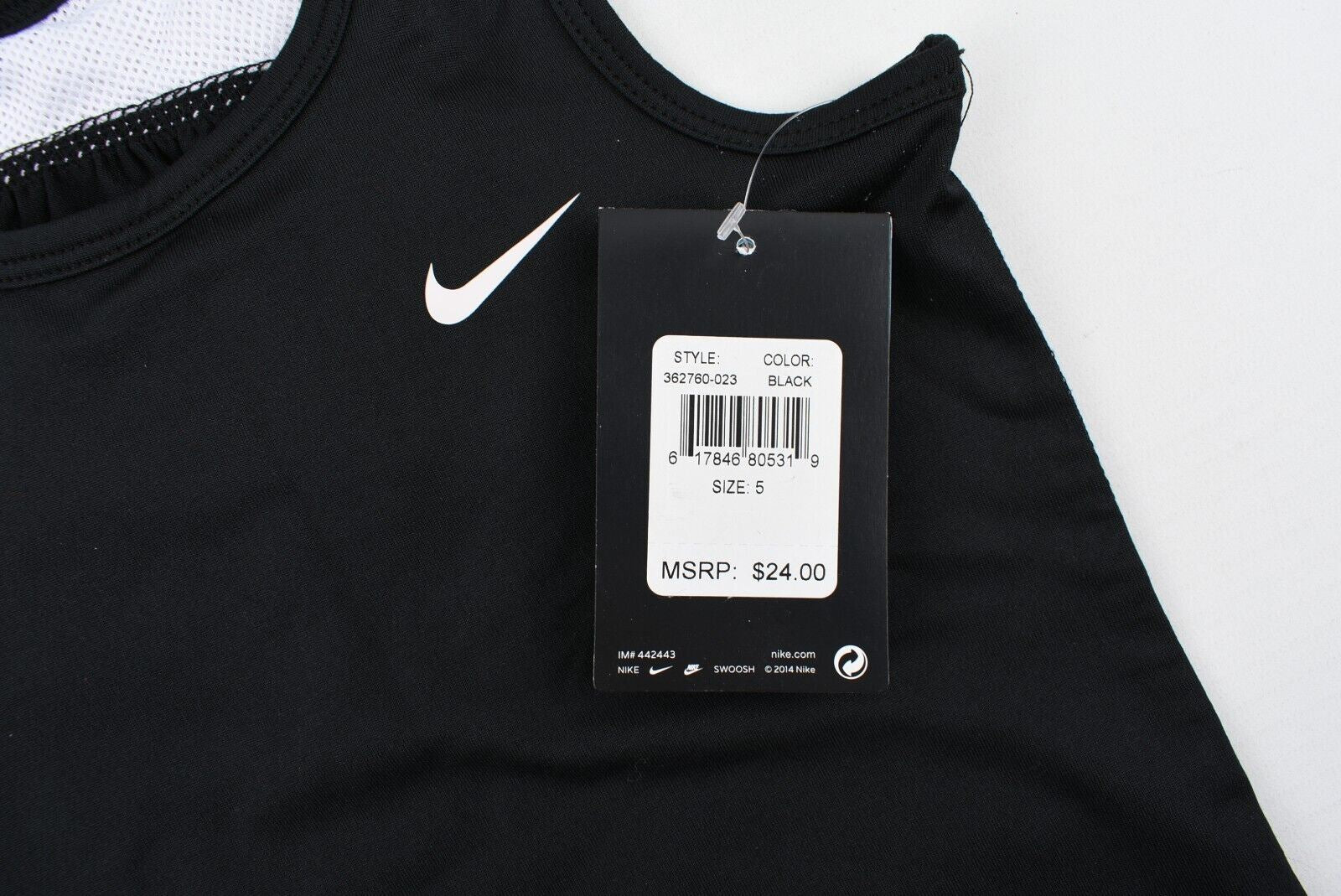 NIKE DRI-FIT Girls' Activewear Tank Top, Black/White, size 5 years