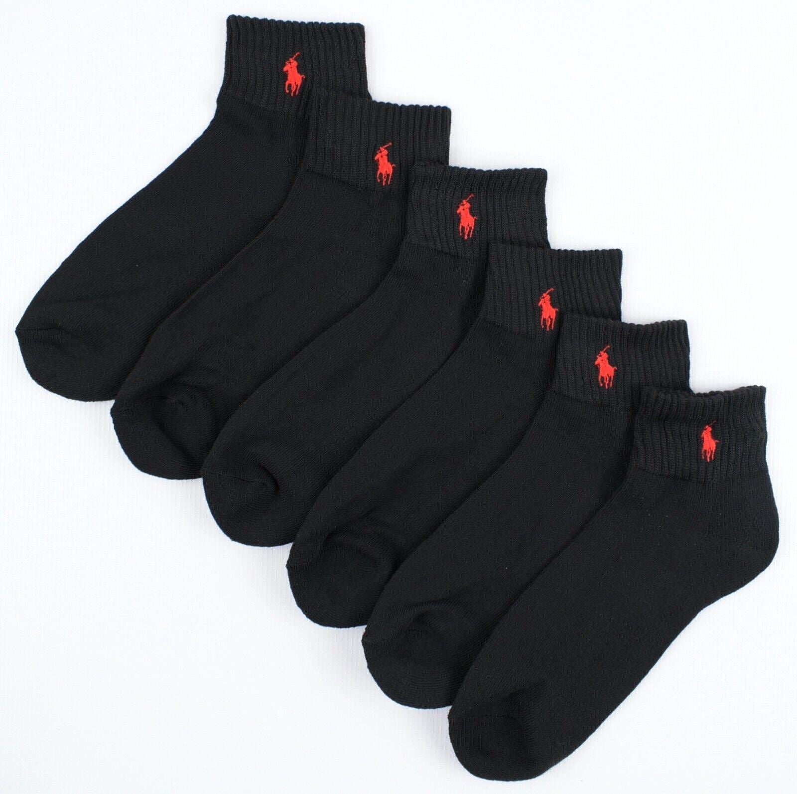 POLO RALPH LAUREN Men's 6-pack Half Cushioned Sole Sport Socks, Black, UK 7-11